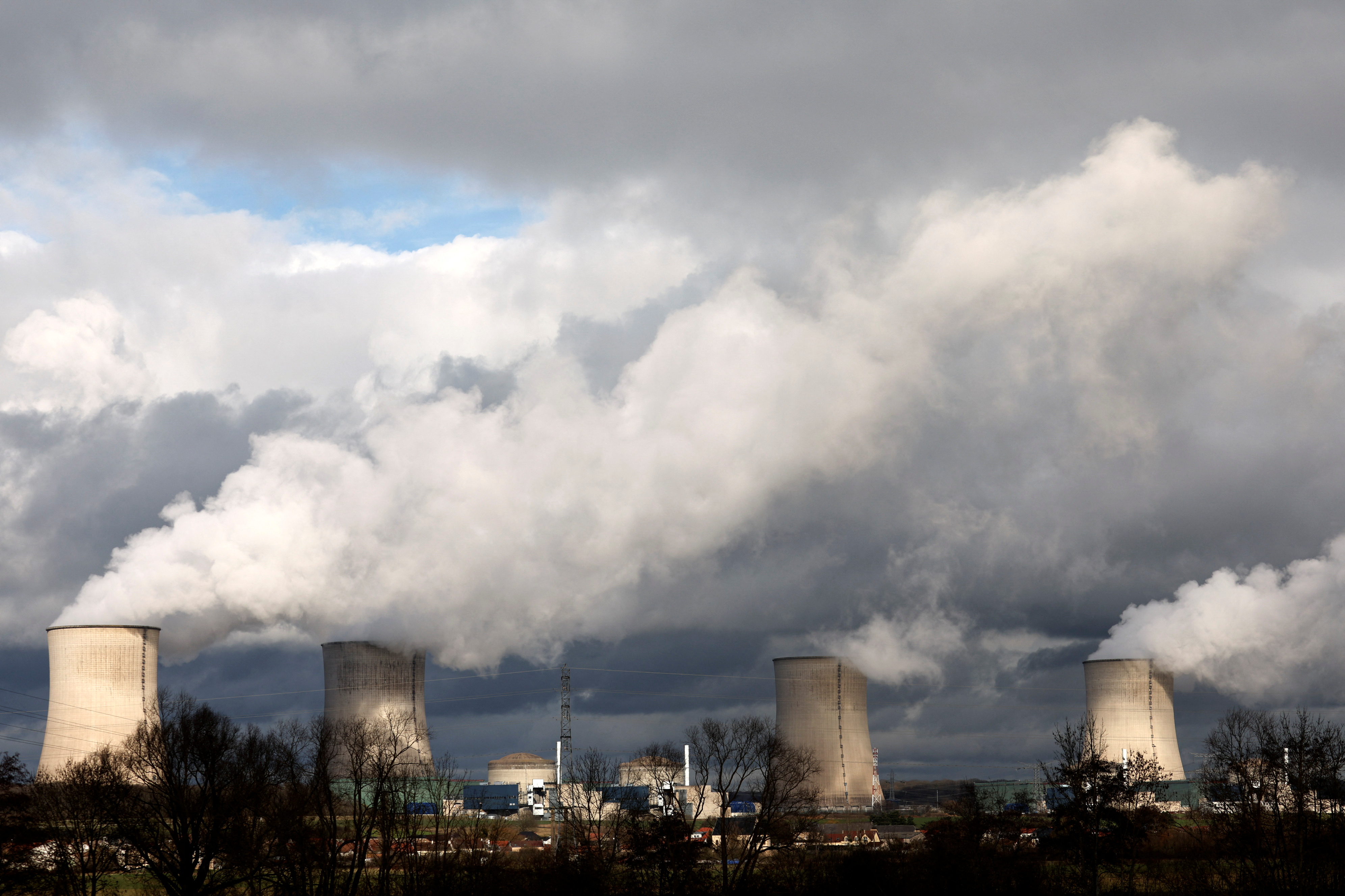 A general view shows the four cooling towers and the reactors of the Electricite de France (EDF) nuclear power plant in Cattenom