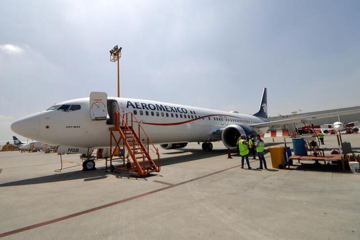 An Aeromexico Boeing 737 MAX 9, part of the new airplanes incorporated to its fleet, is pictured at the Benito Juarez International airport, in Mexico City