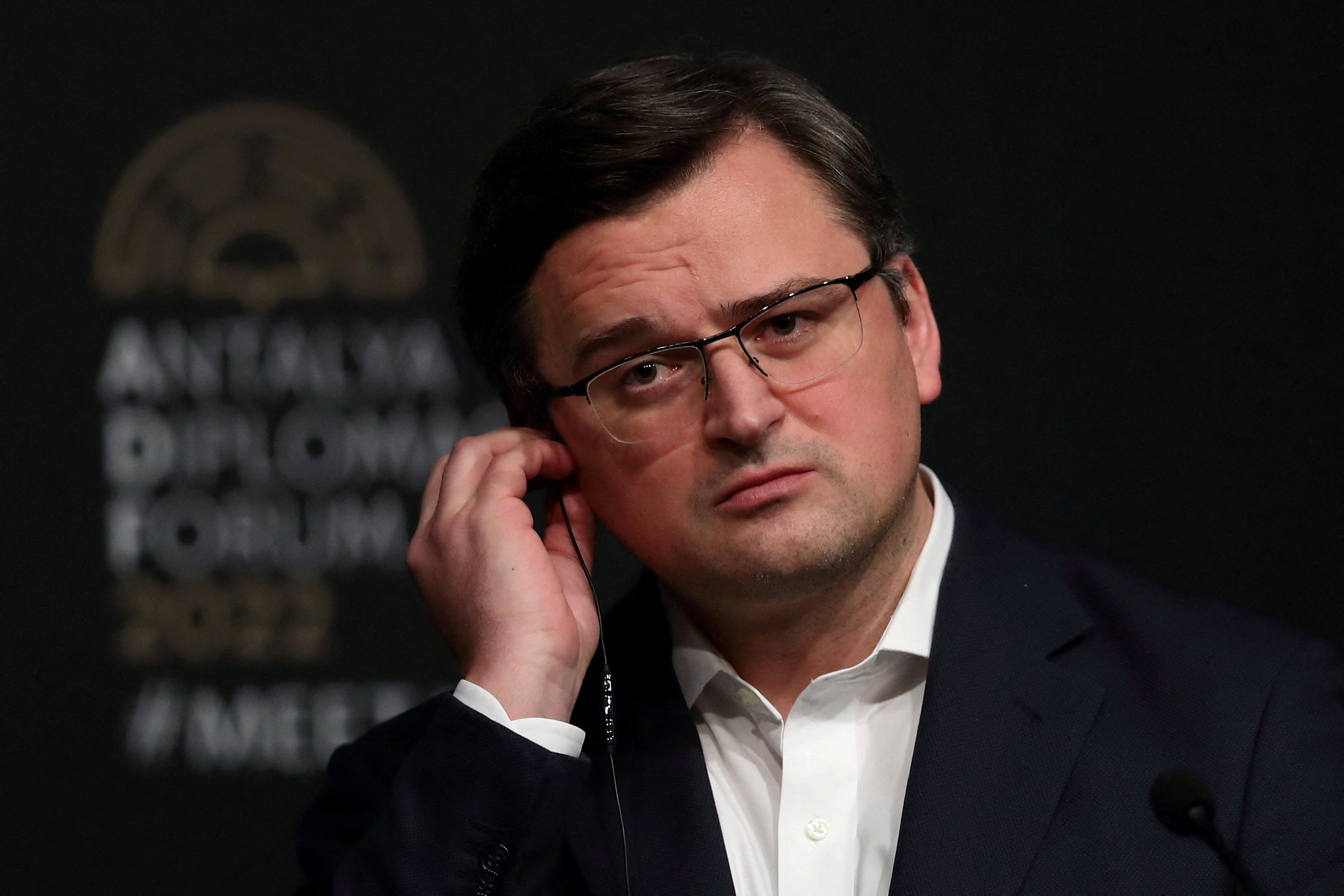 Ukrainian Foreign Minister Kuleba attends a news conference in Antalya