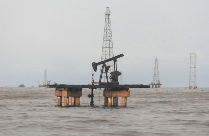 Oil rig on Lake Maracaibo, in Cabimas