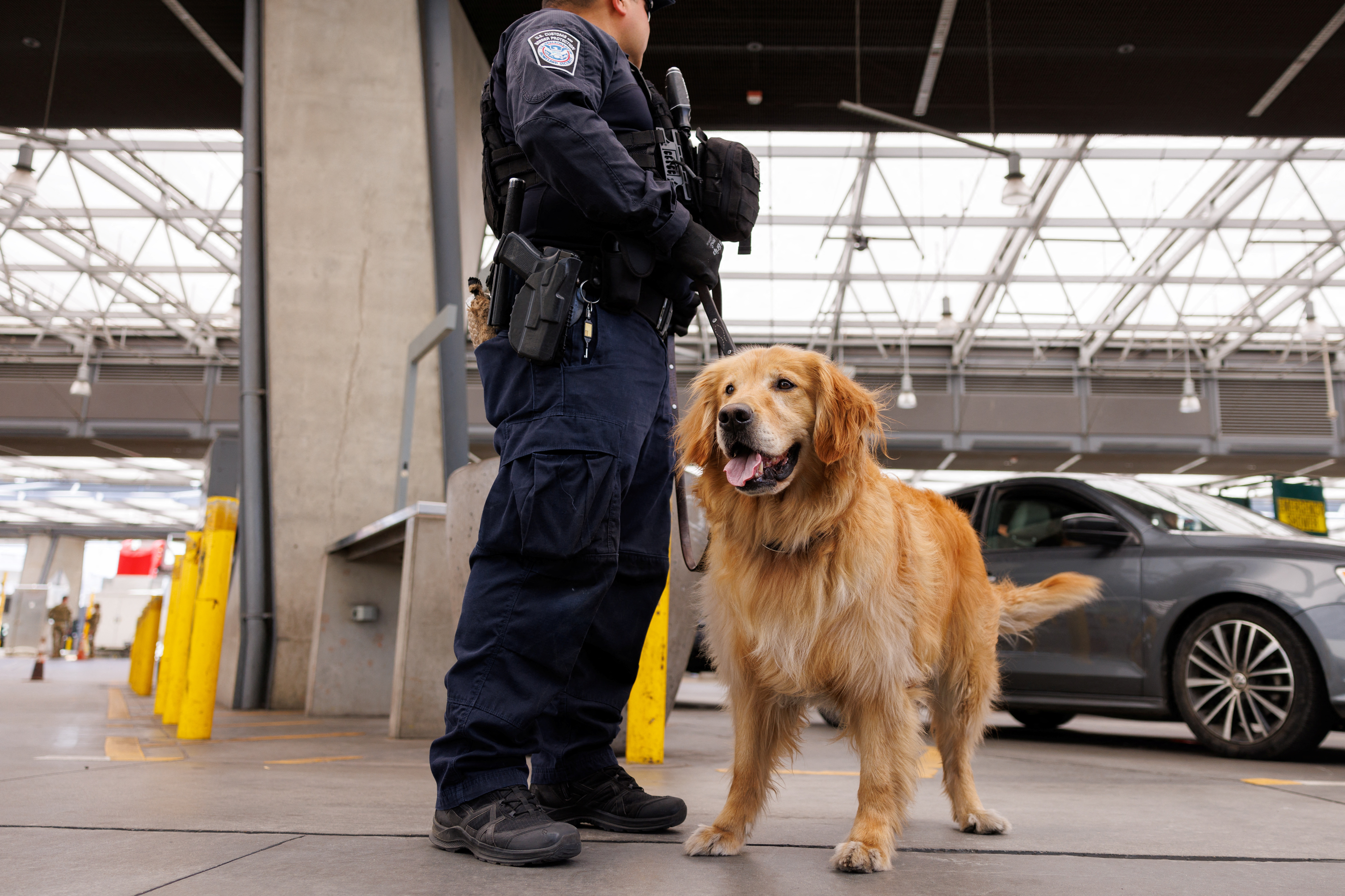 U.S. Customs and border protection at work along the San Ysidro border between Mexico and the United States