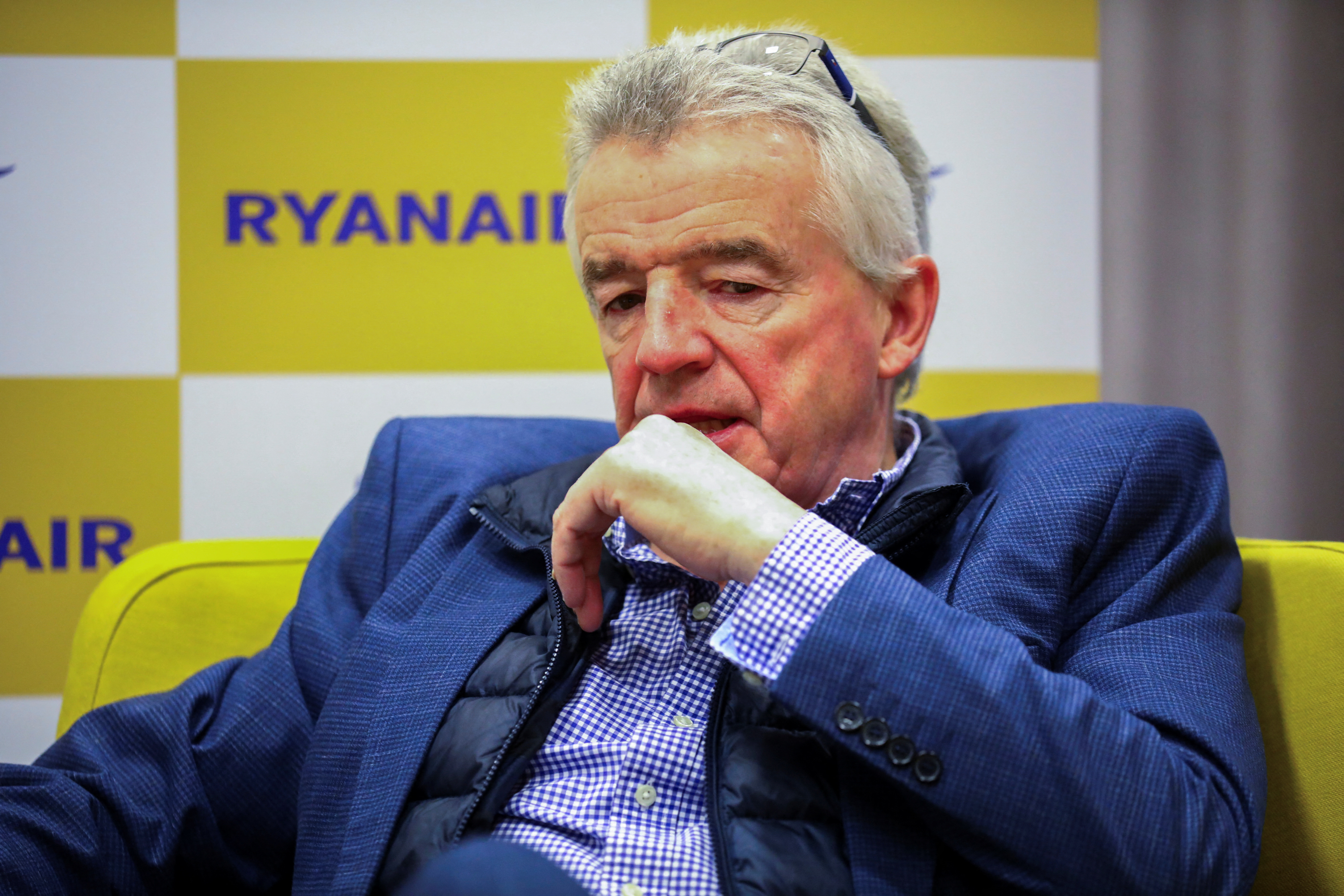 Ryanair's Group CEO Michael O'Leary attends a Reuters TV interview in Berlin