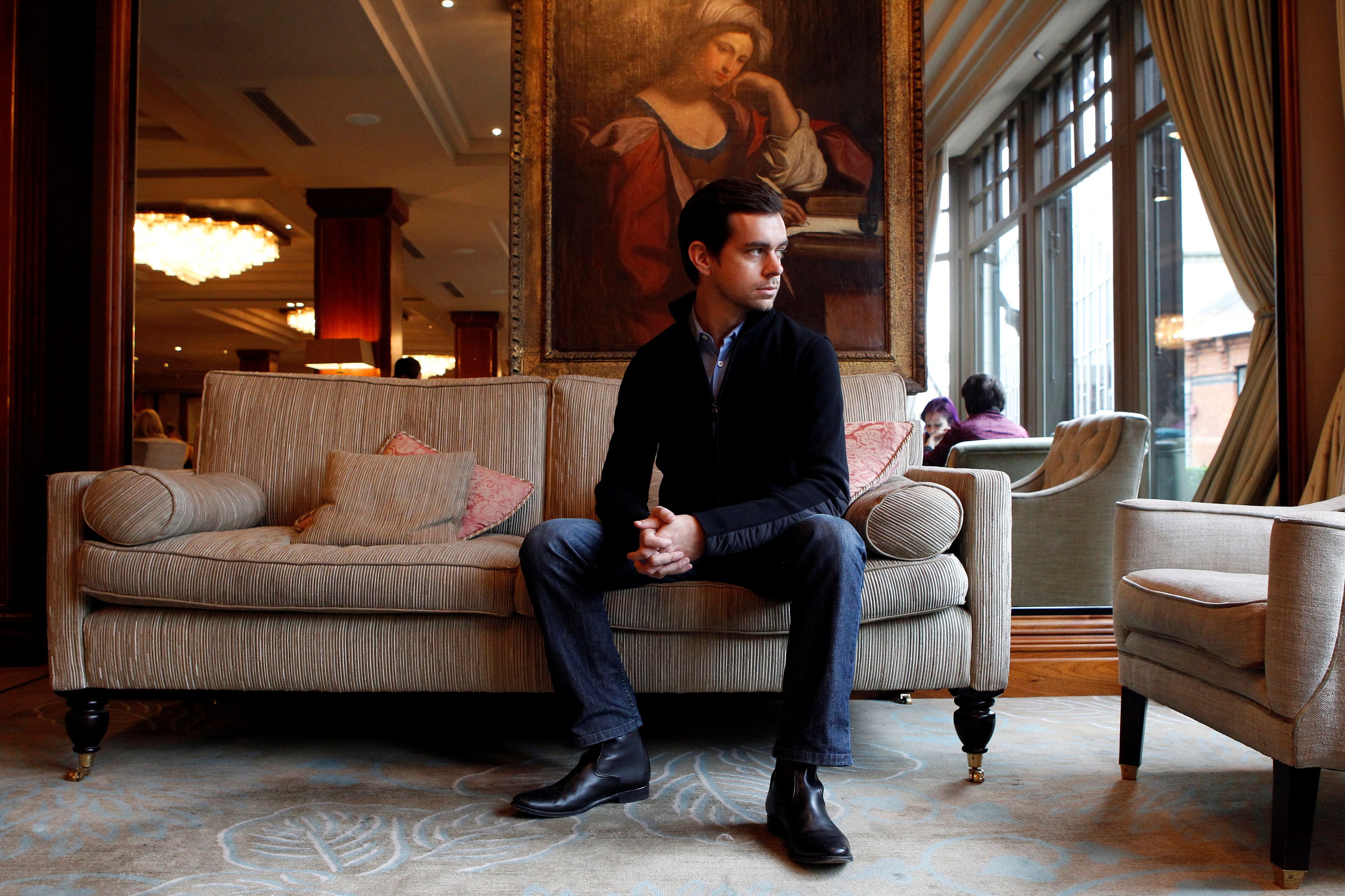 Twitter's Chairman Jack Dorsey attends a photocall in the Westbury Hotel to mark the opening of Founders in Dublin