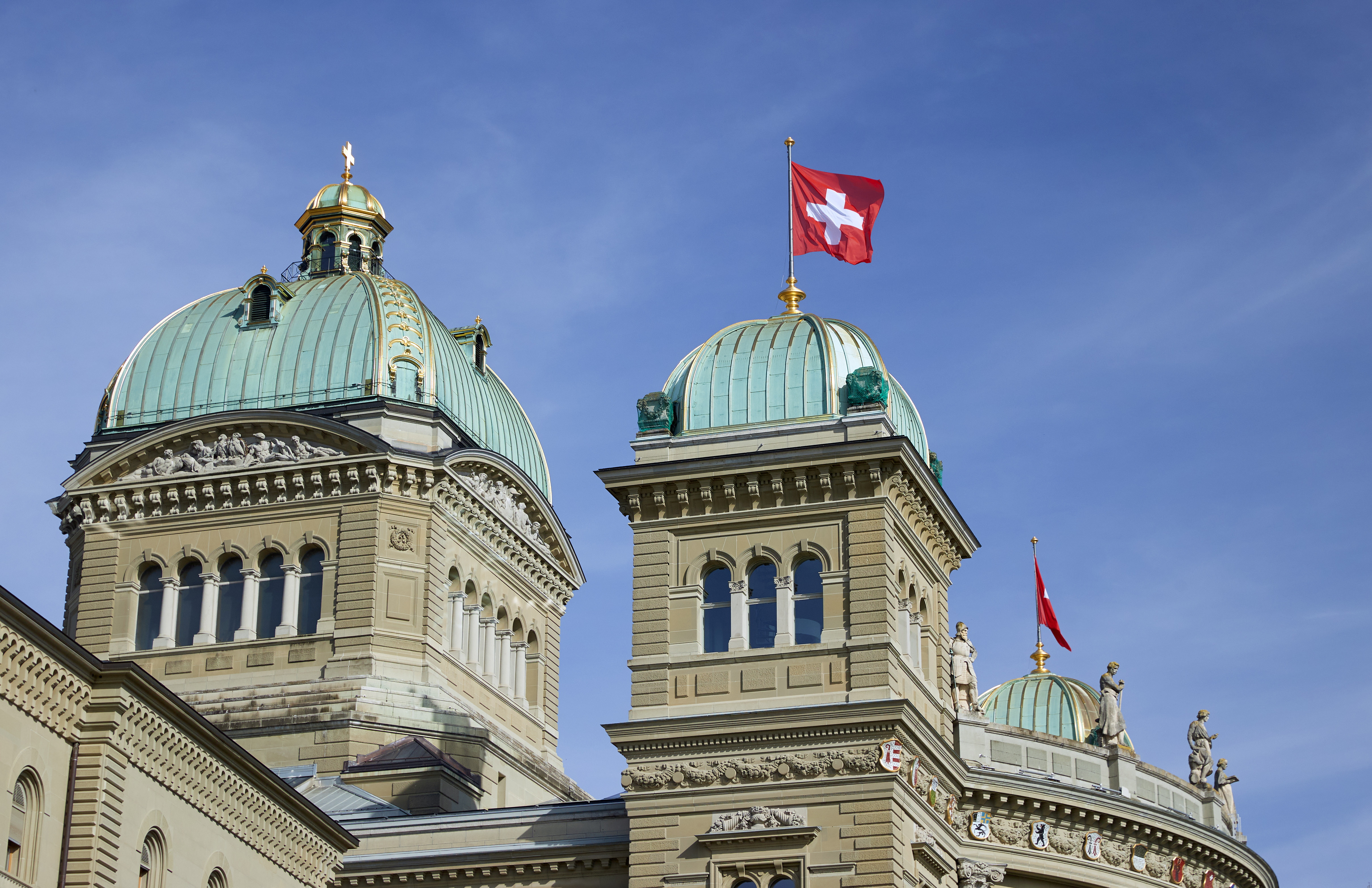 The Swiss Parliament Building (Bundeshaus) is pictured in in Bern