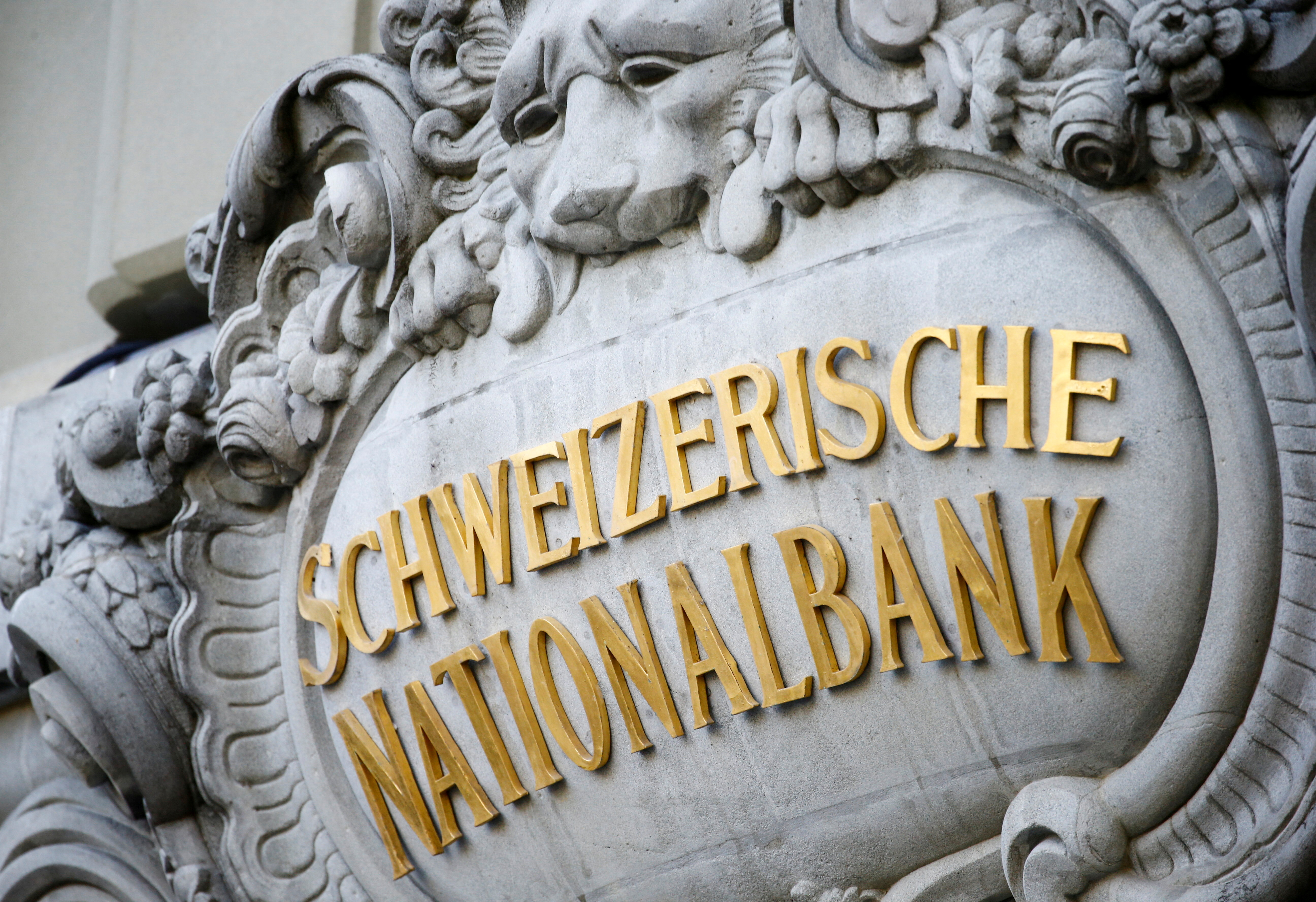 The Swiss National Bank (SNB) logo is pictured on its building in Bern