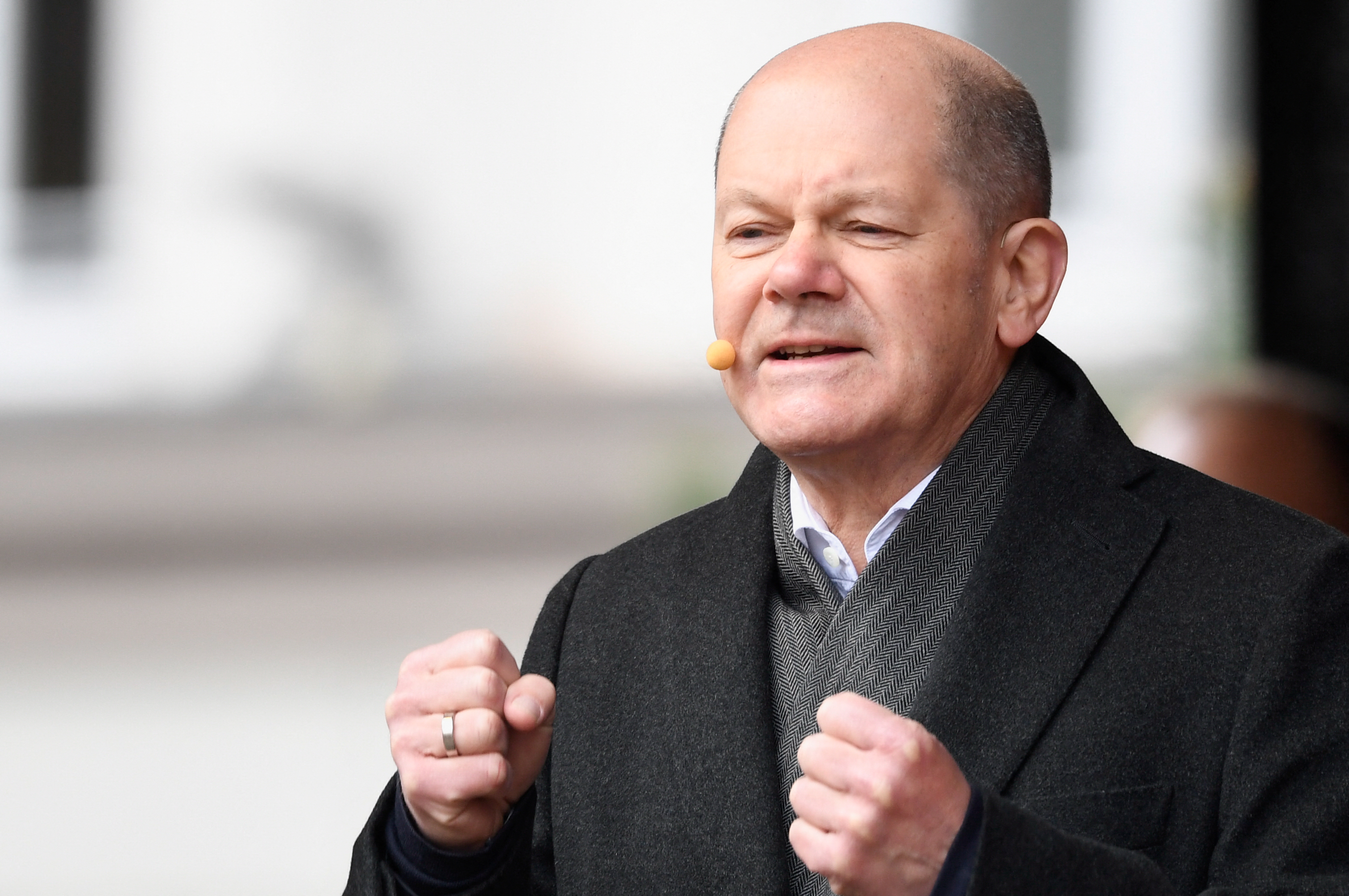 German Chancellor Scholz speaks at SPD campaign for federal state elections in Schleswig Holstein