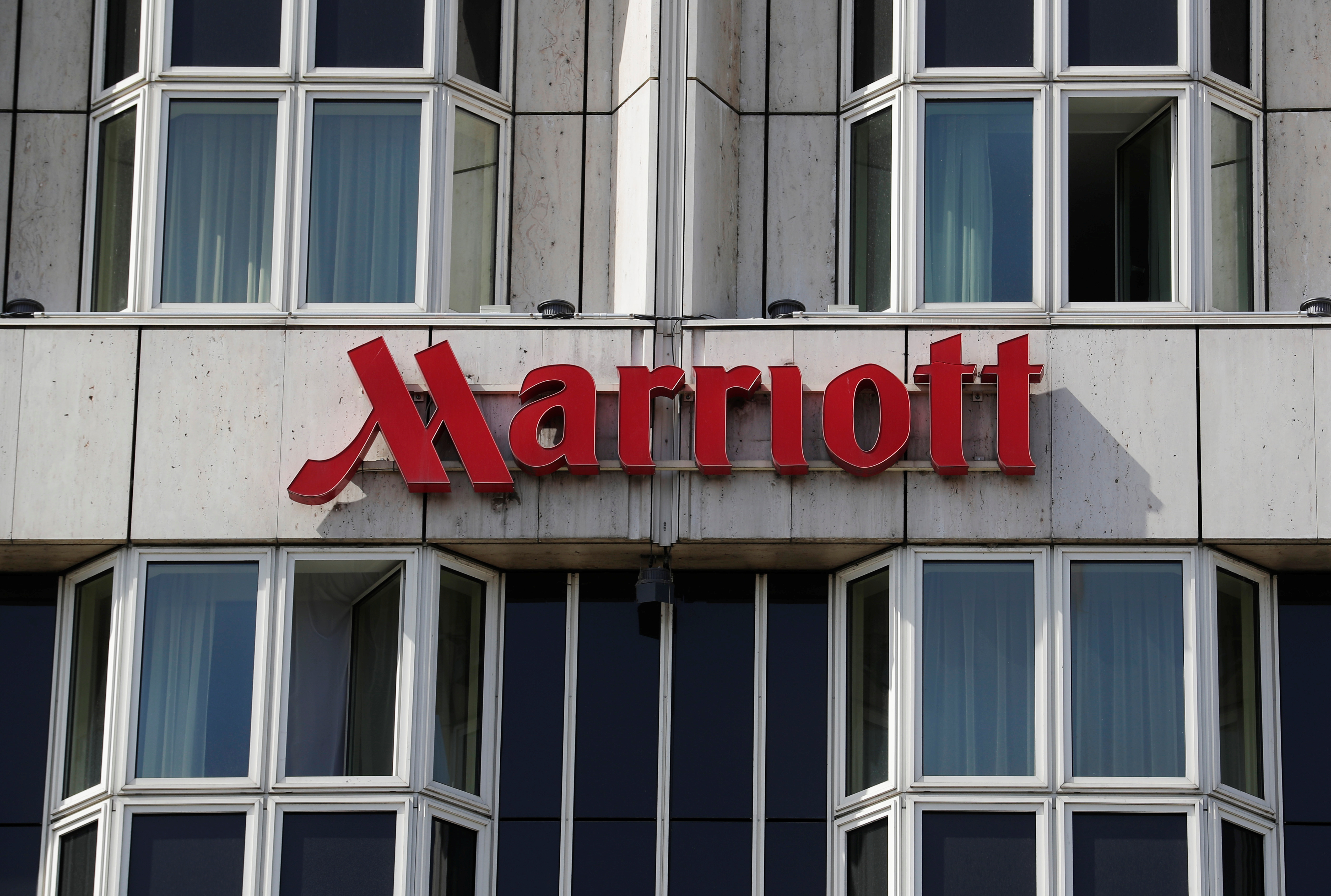 Logo of Marriott hotel is seen in Vienna
