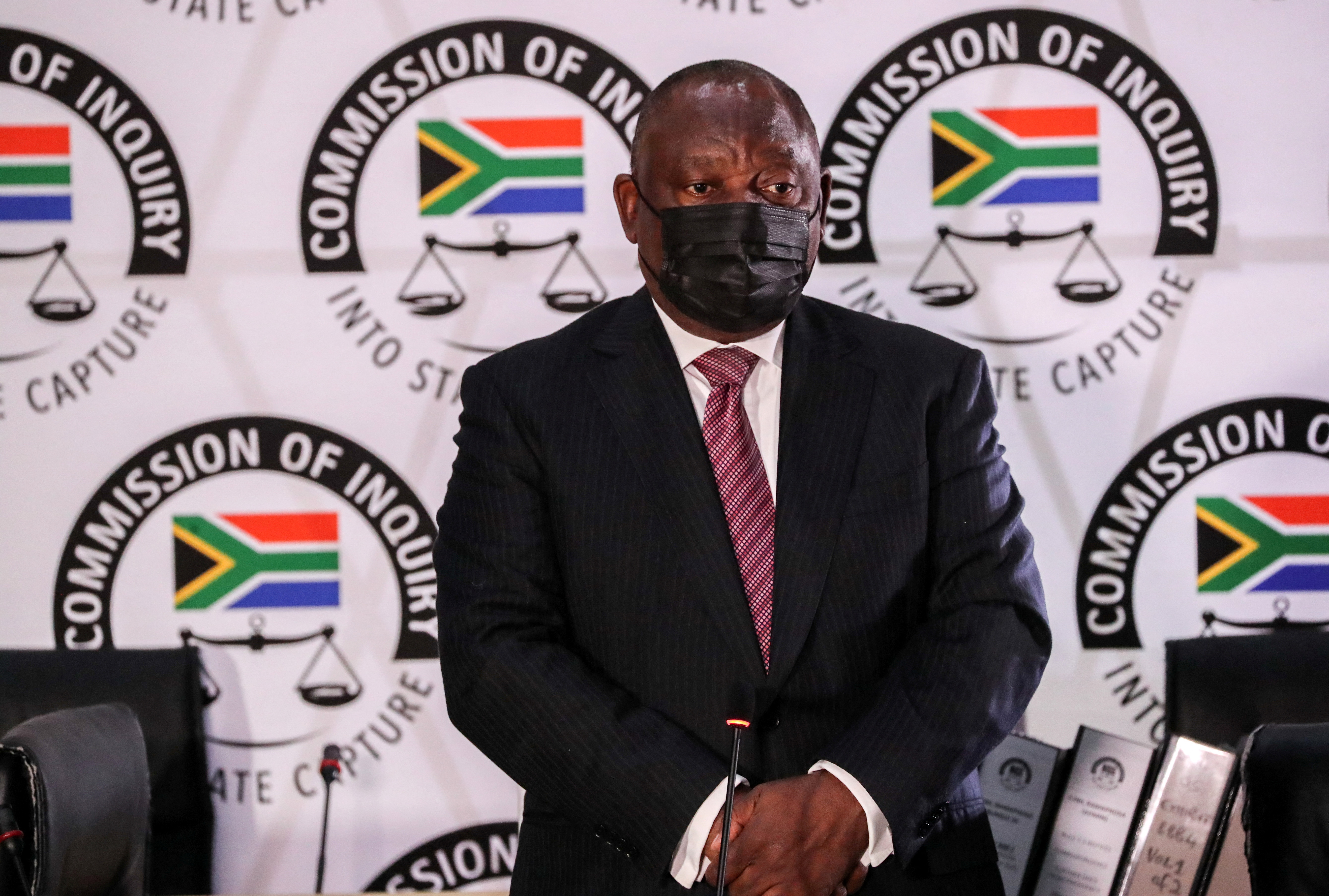 South African President Cyril Ramaphosa appears to testify before the Zondo Commission of Inquiry into State Capture in Johannesburg
