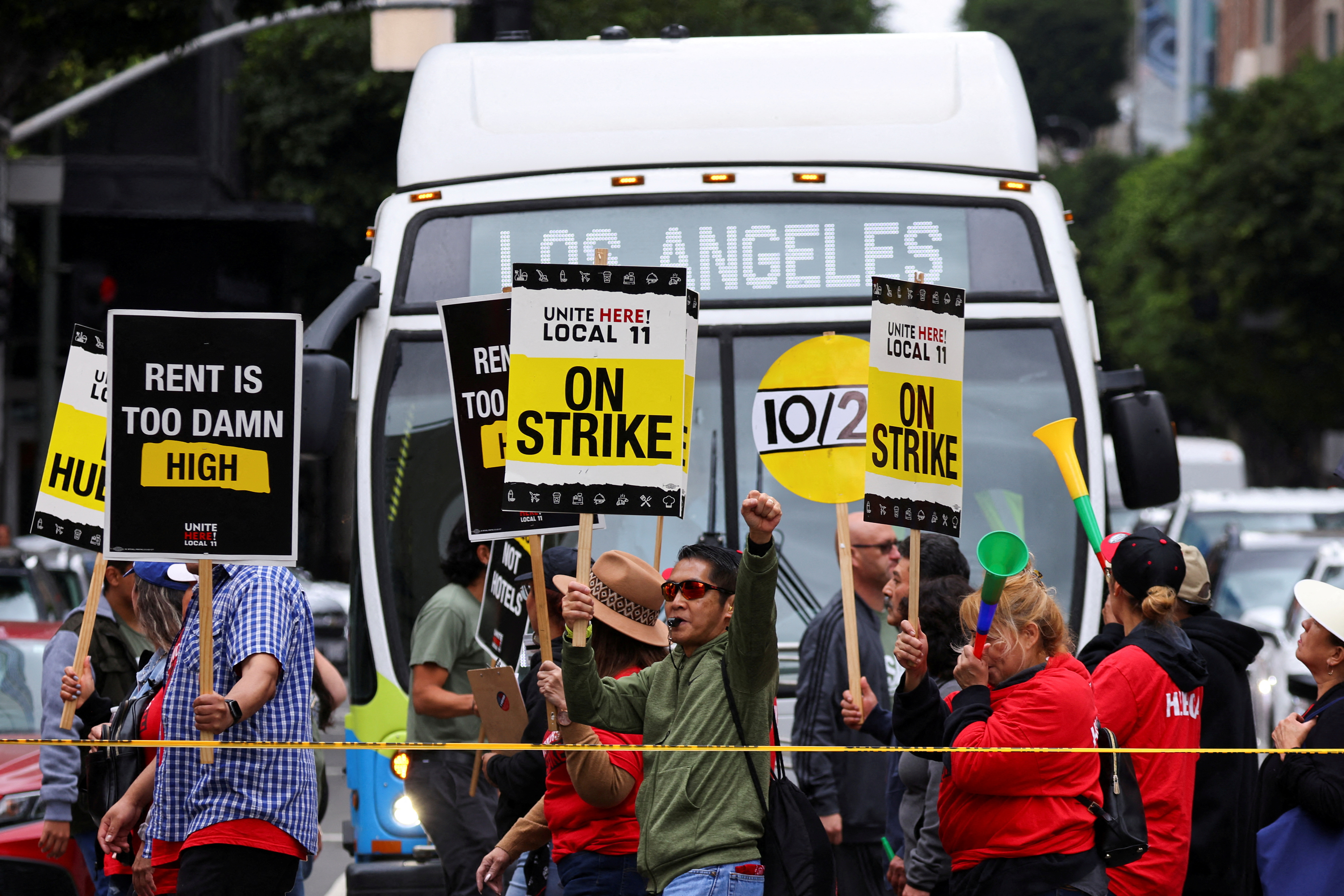 Hotel workers protest in Los Angeles