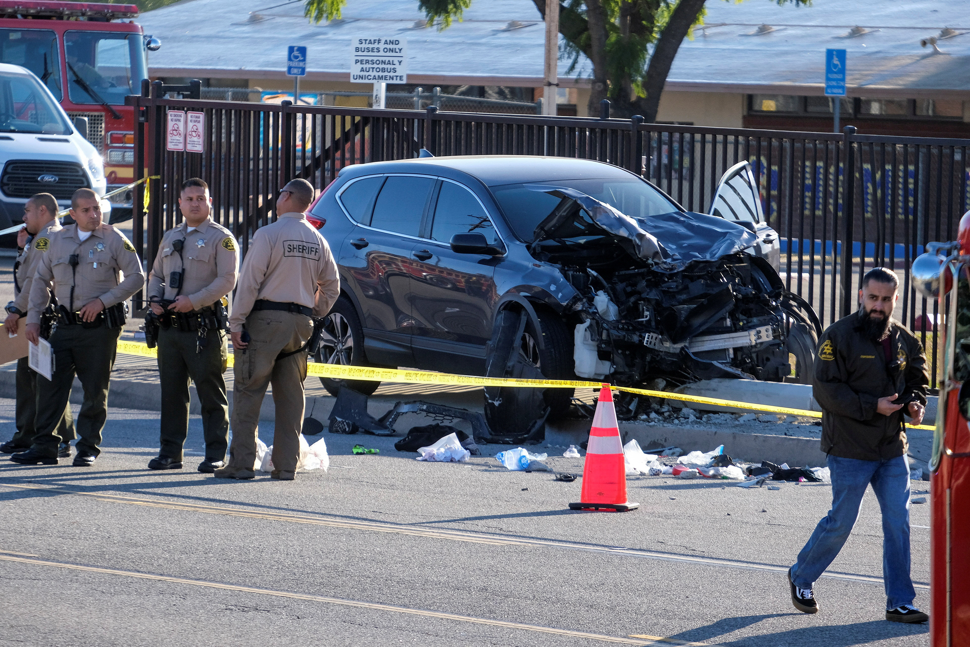 Car crashes into Los Angeles sheriff's department recruits on