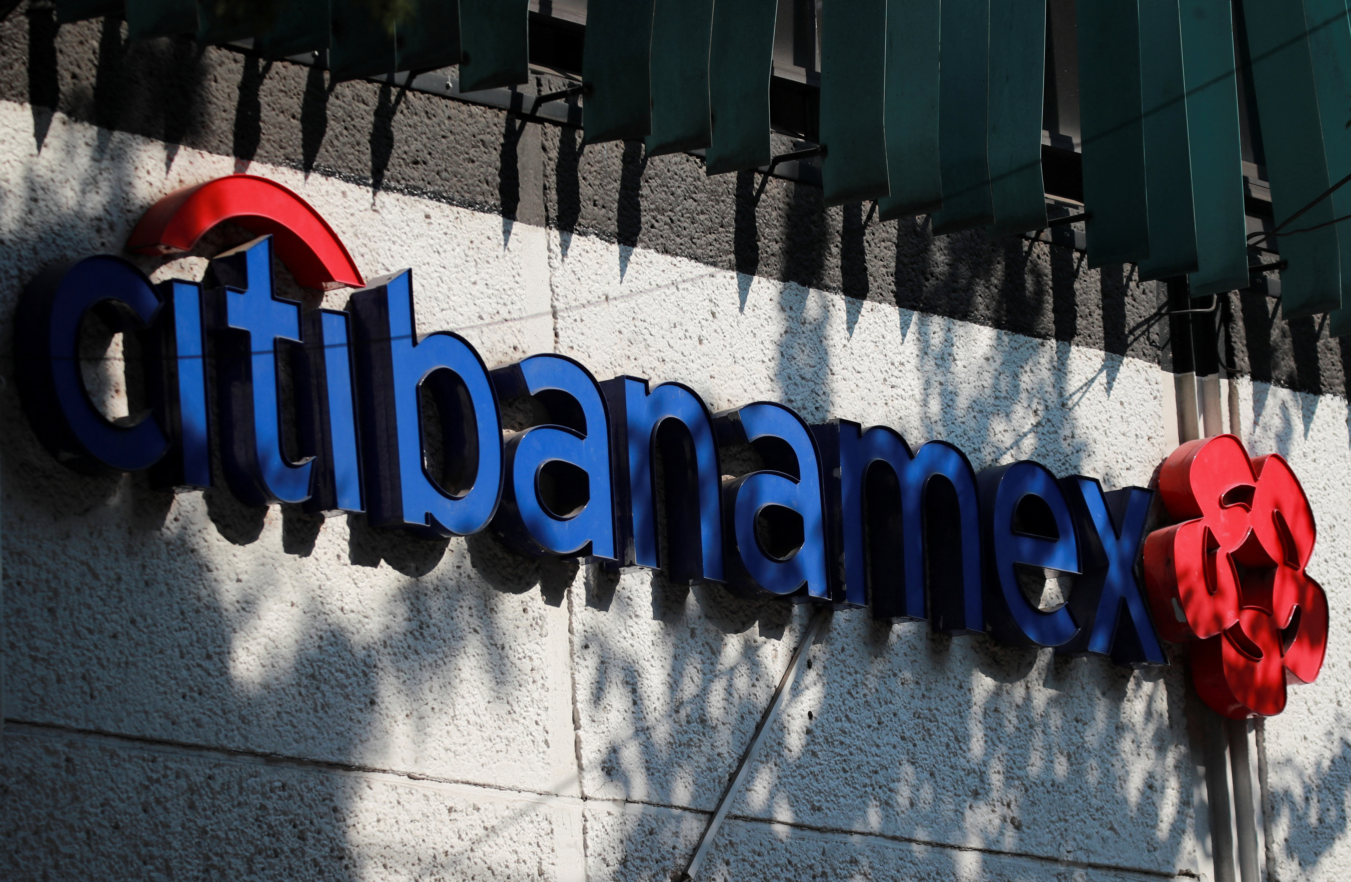 The logo of Citibanamex bank in front of a branch is pictured in Mexico City