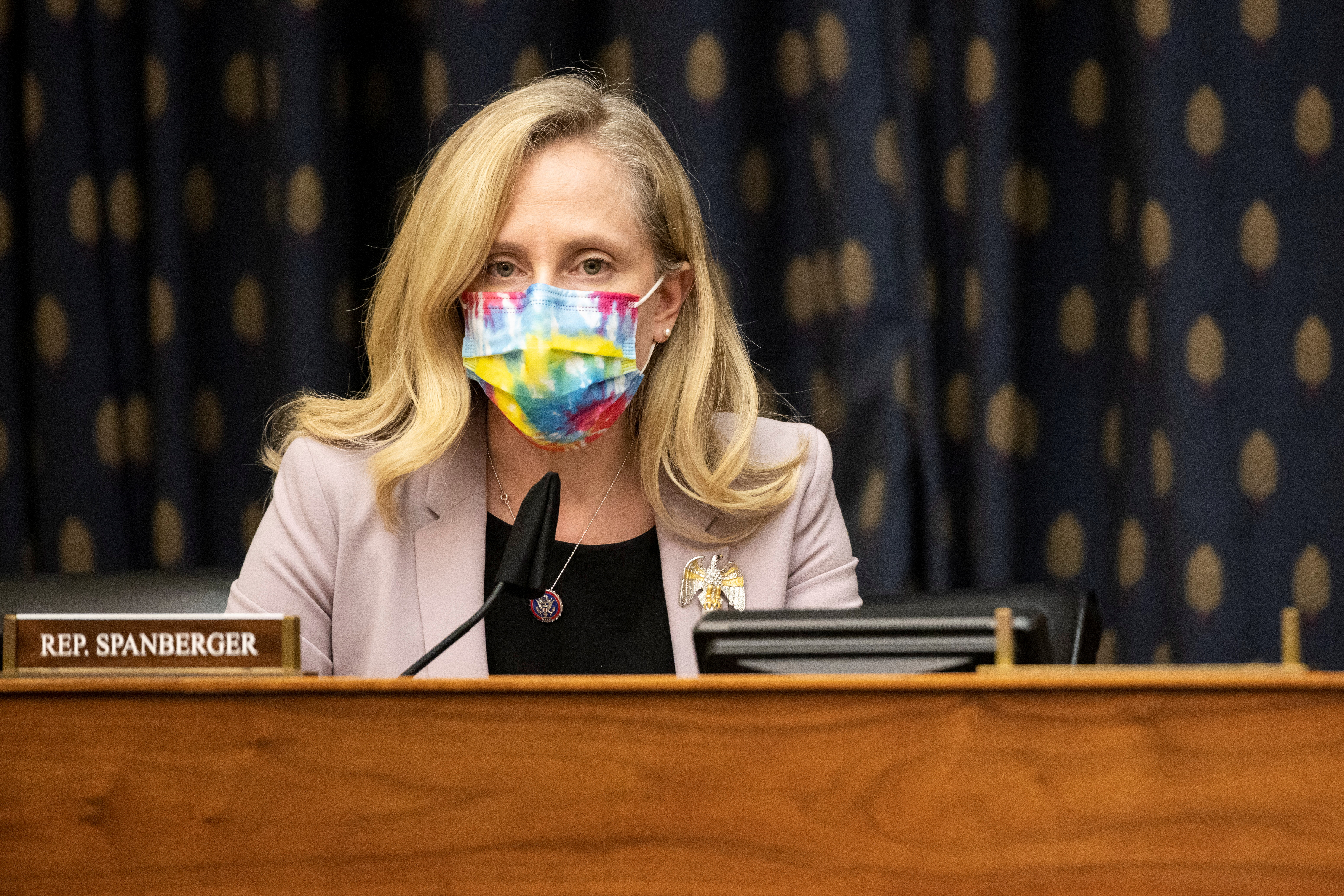 Rep. Abigail Spanberger speaks when U.S. Secretary of State Antony Blinken testifies before the House Committee on Foreign Affairs on The Biden Administration's Priorities for U.S. Foreign Policy on Capitol Hill in Washington, DC., U.S., March 10, 2021. Ting Shen/Pool via REUTERS