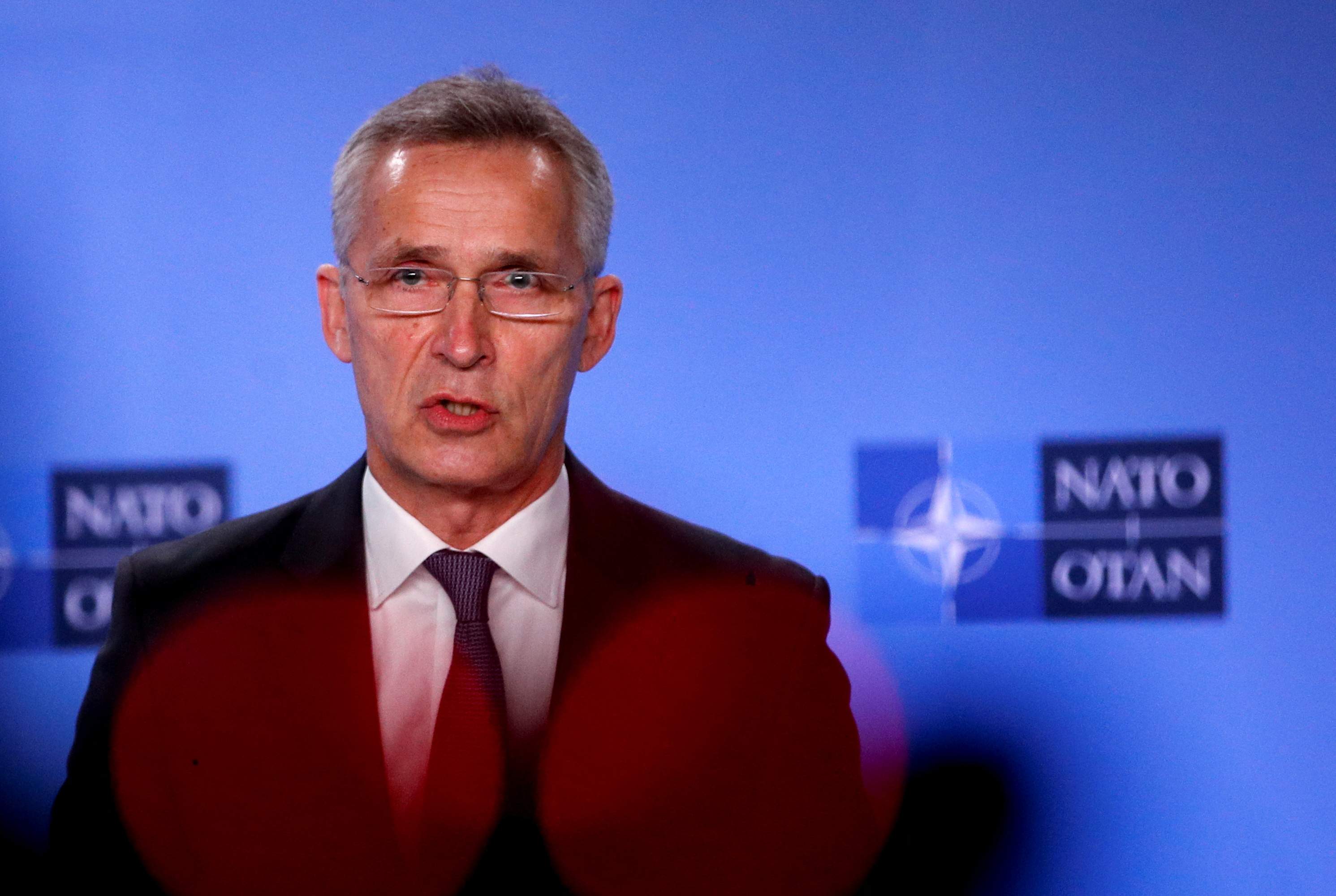 NATO Secretary General Stoltenberg and North Macedonian PM Kovacevski hold a joint news conference in Brussels