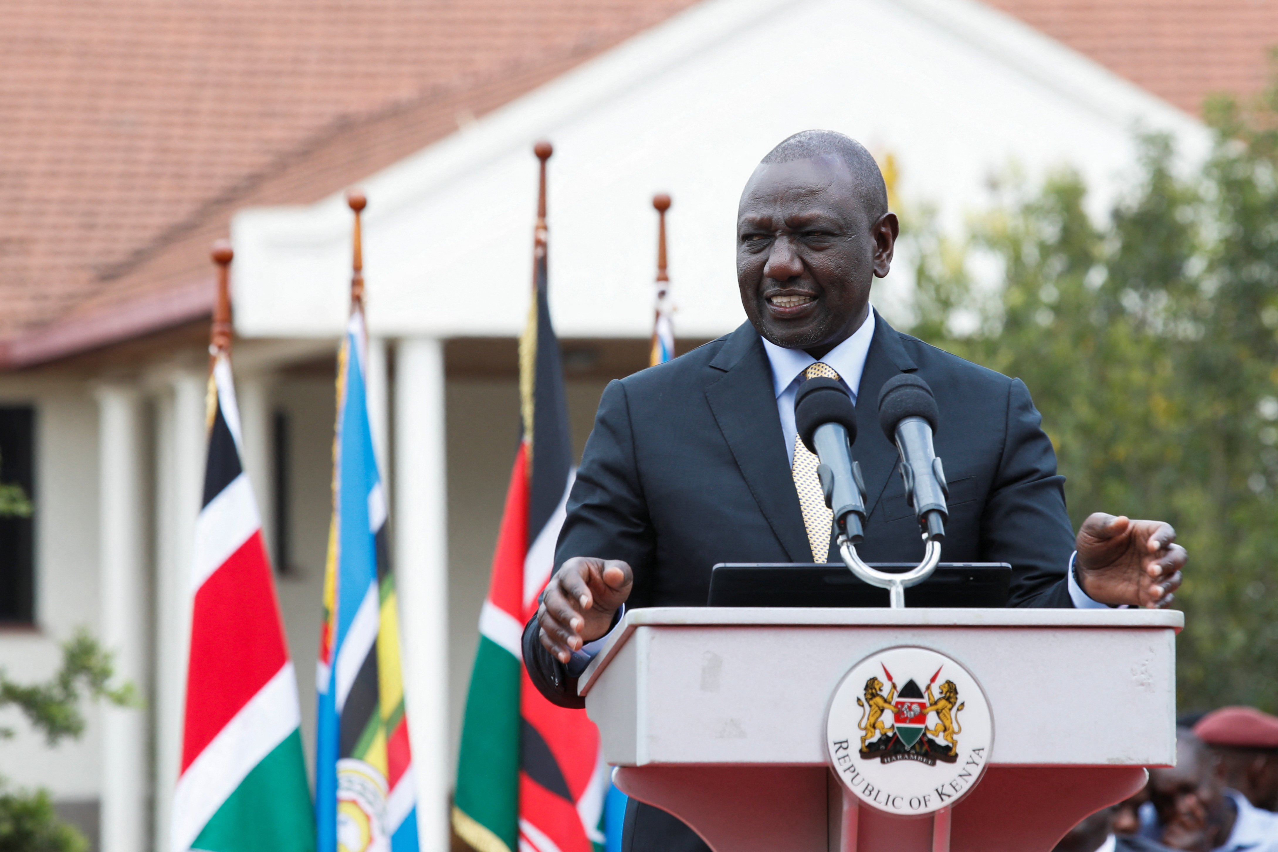 Kenya's President-elect William Ruto speaks after the Supreme Court upheld his win in Nairobi