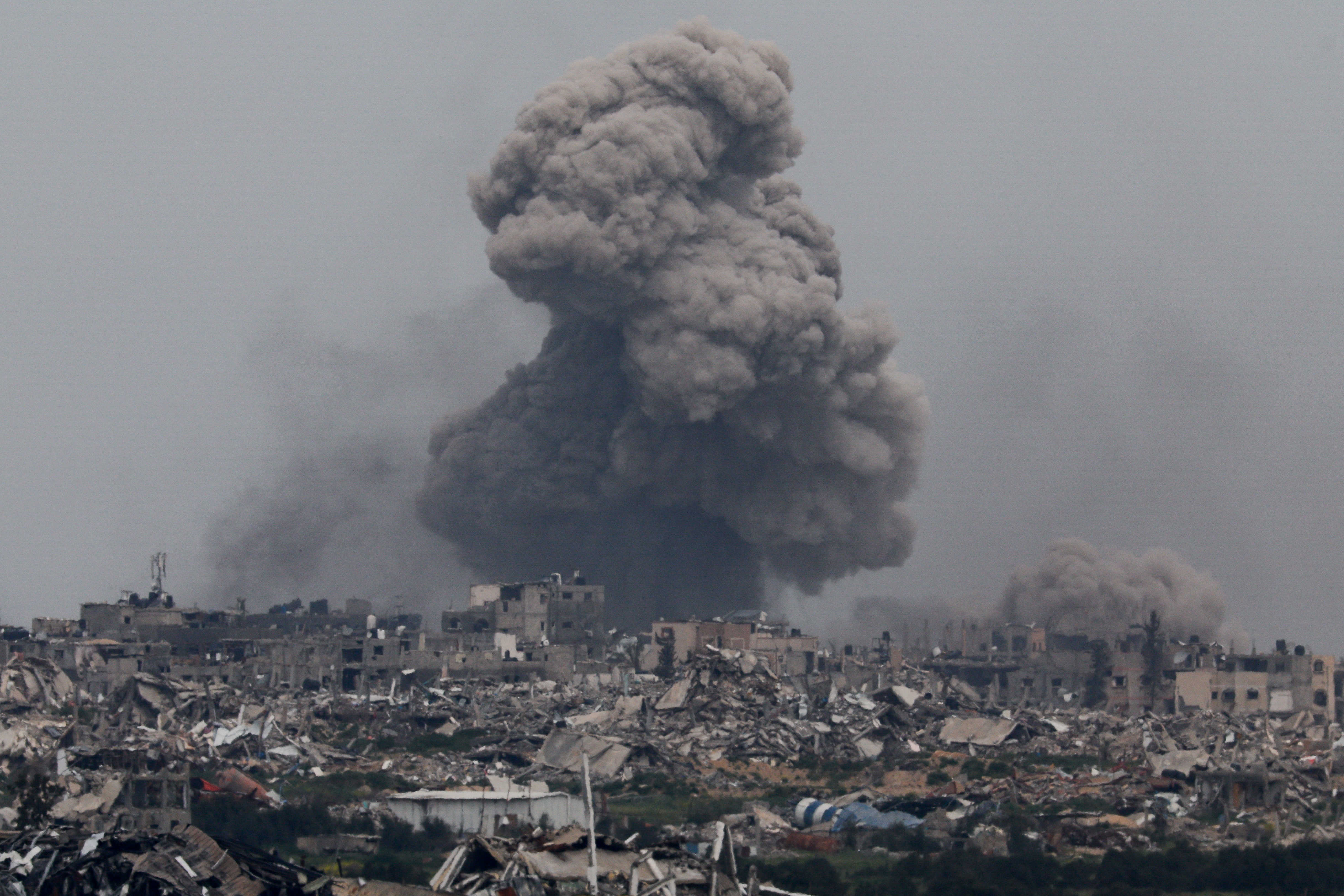 Smoke rises from Gaza, as seen from Israel