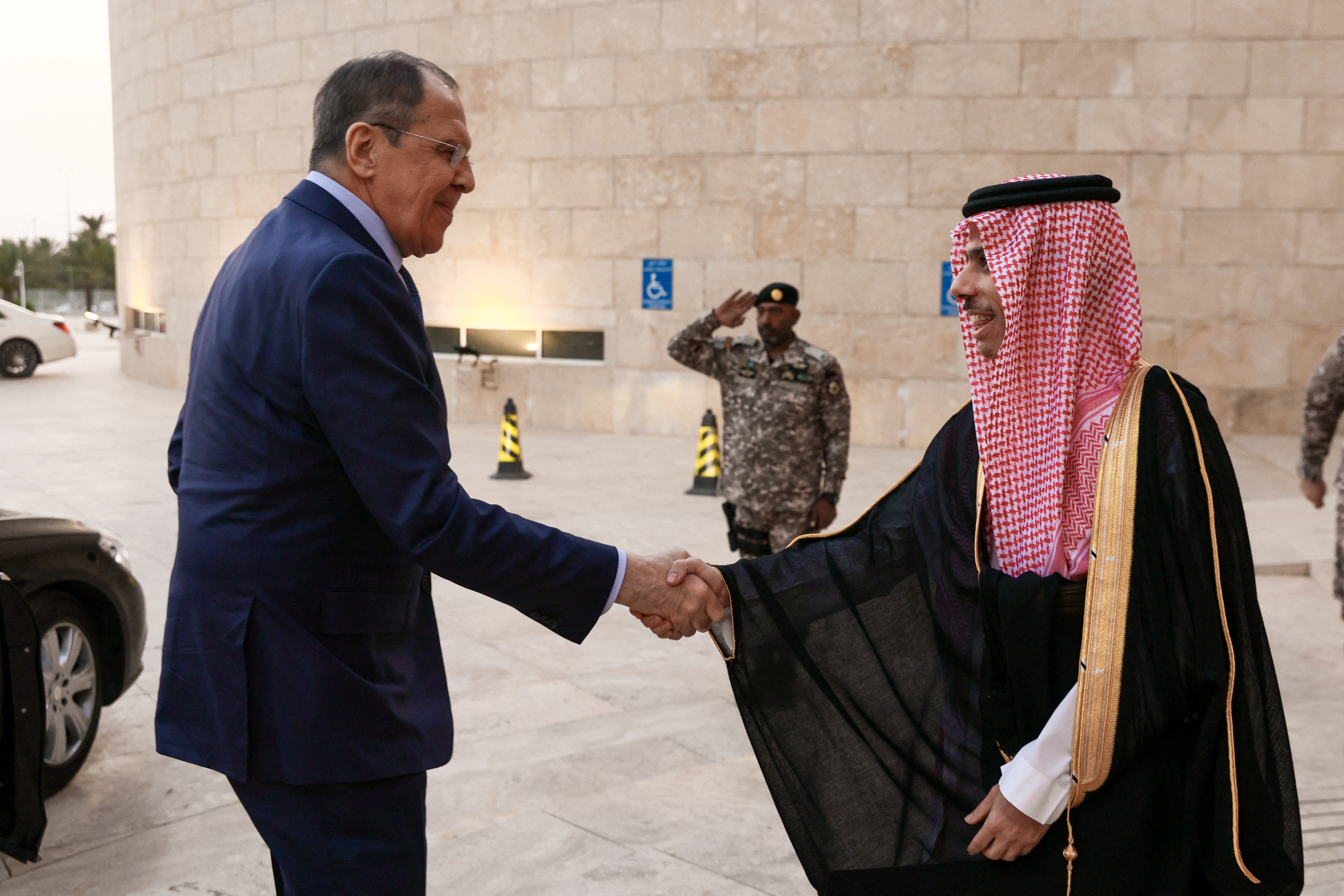 Russia's Foreign Minister Sergei Lavrov meets with Saudi Arabia's Foreign Minister Prince Faisal bin Farhan Al Saud in Riyadh