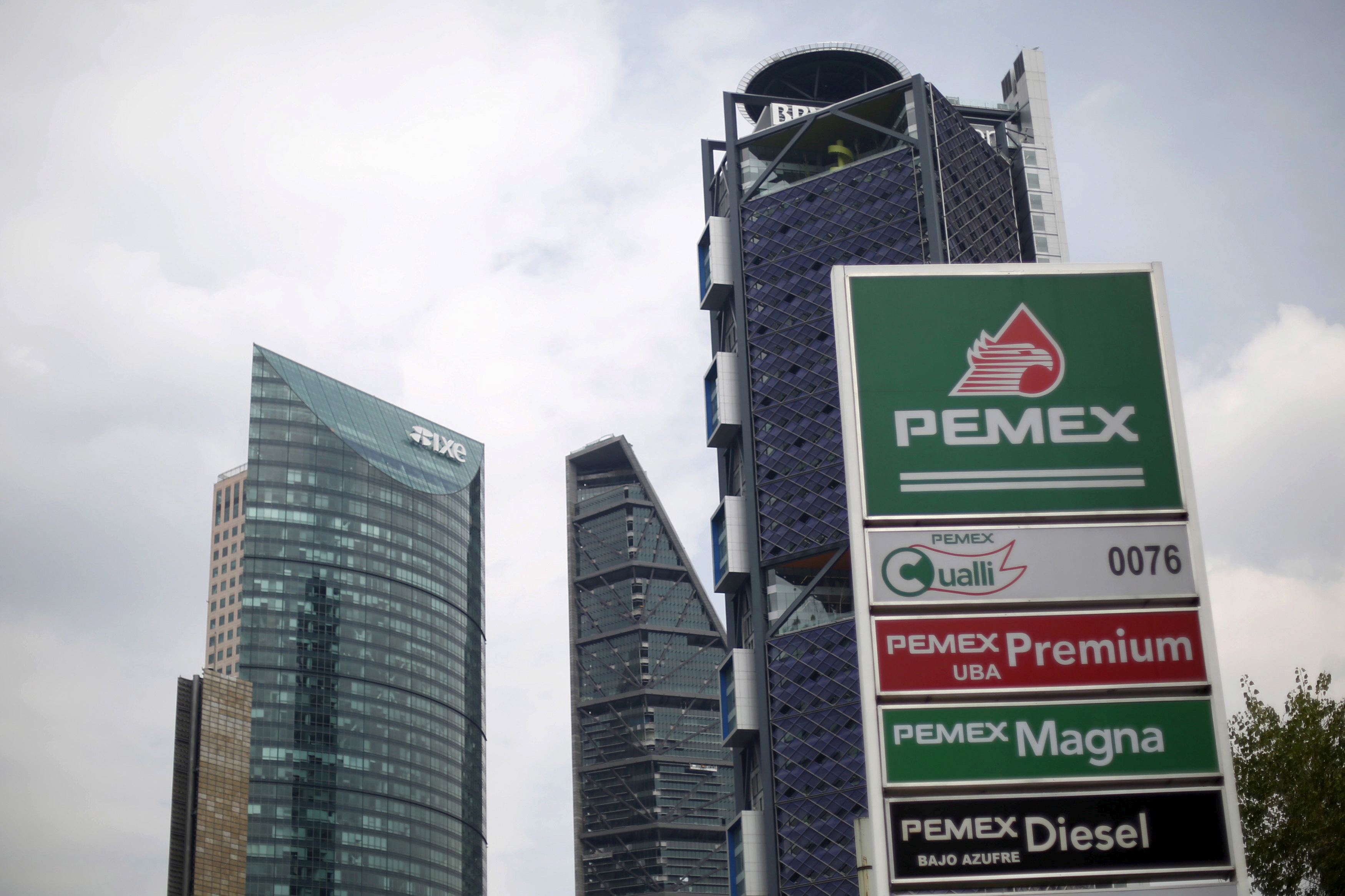 A Pemex gas station is seen in Mexico City
