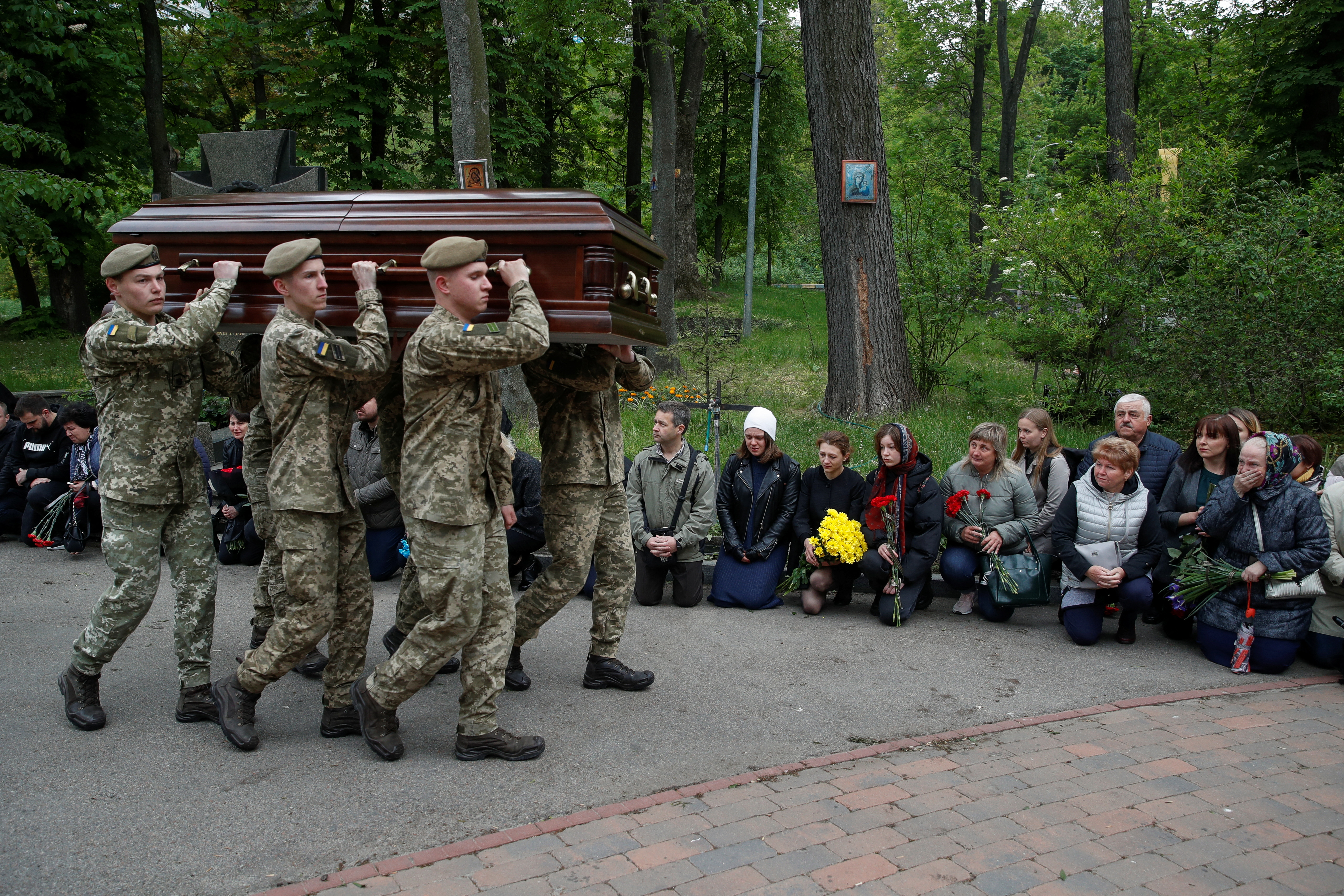 Funeral ceremony of Ukrainian serviceman recently killed in a fight with Russian troops, in Kyiv