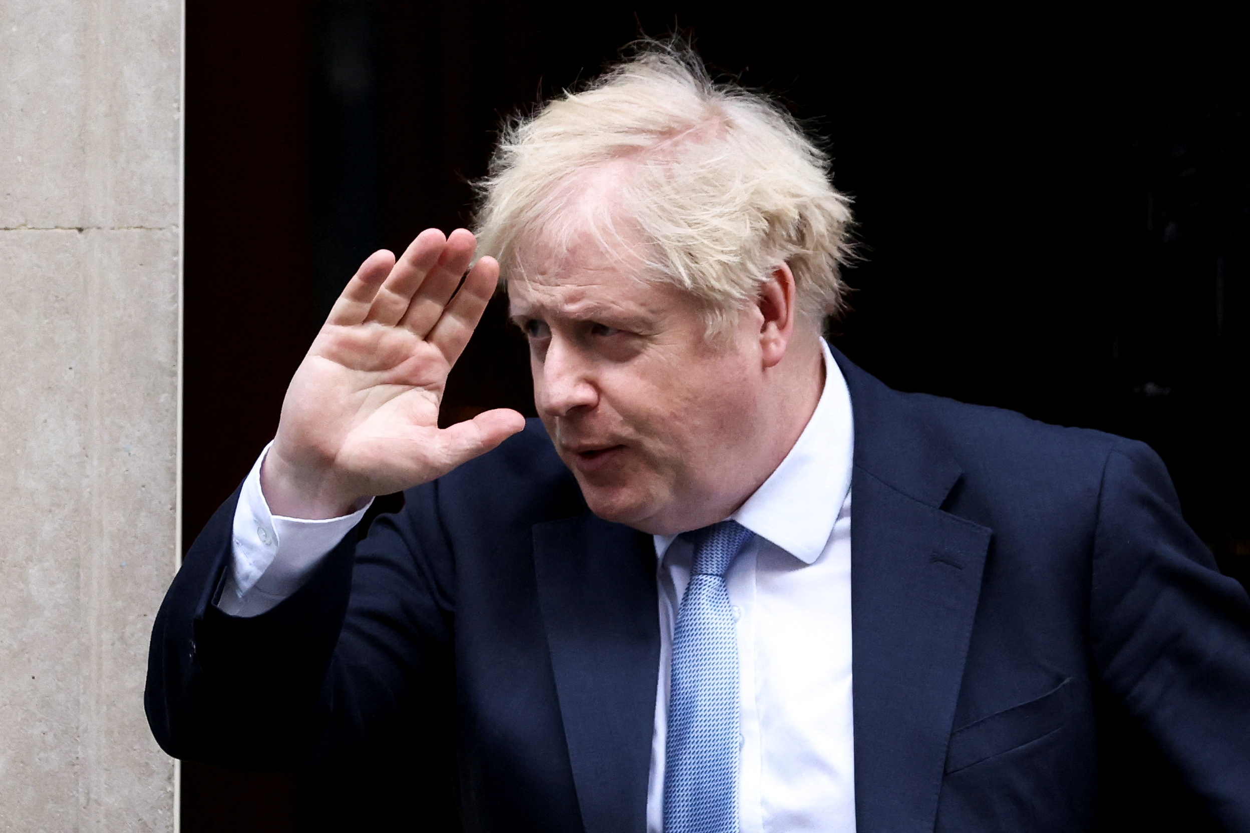 British PM Johnson leaves 10 Downing Street in London