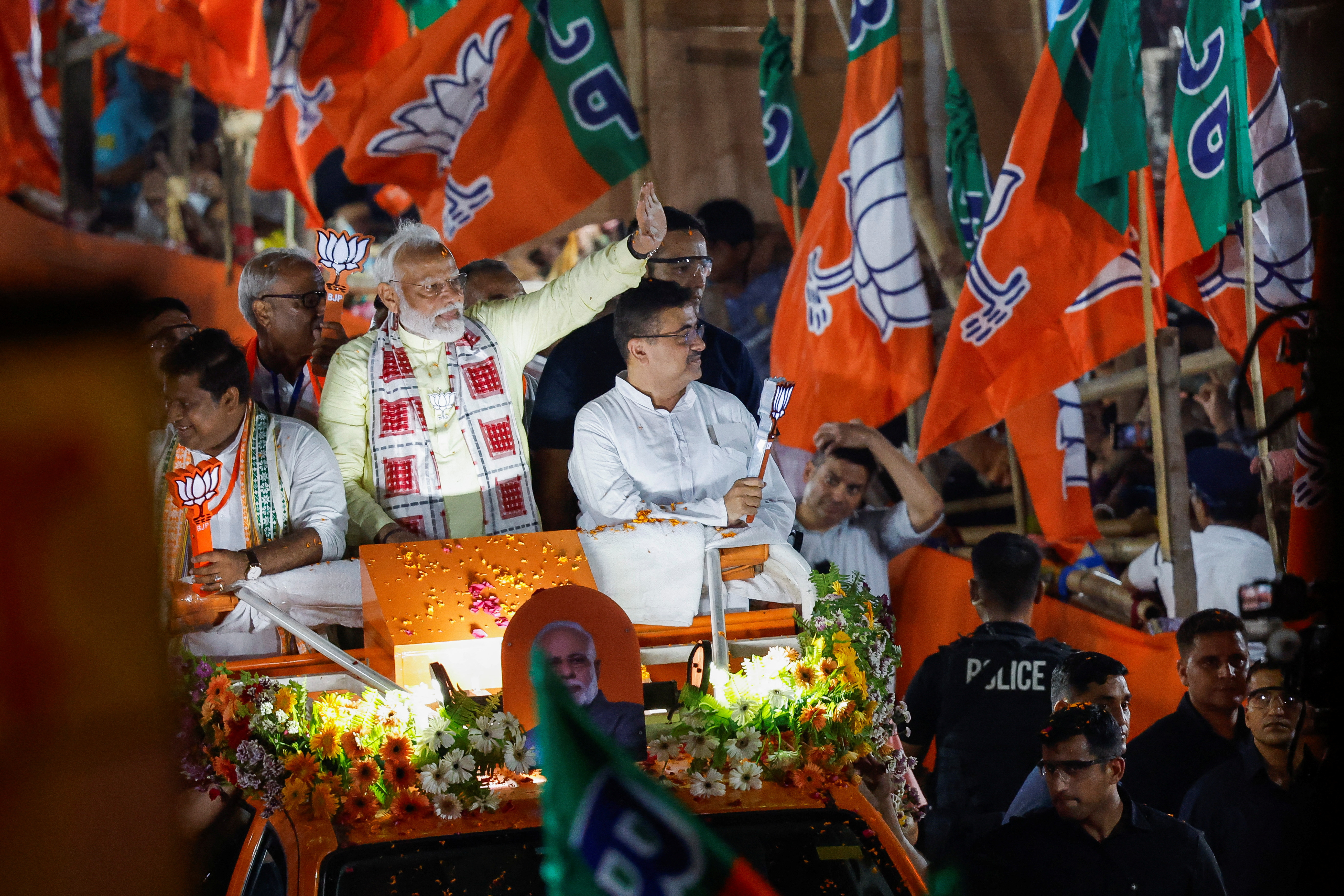 India's PM Modi holds a roadshow, in Kolkata