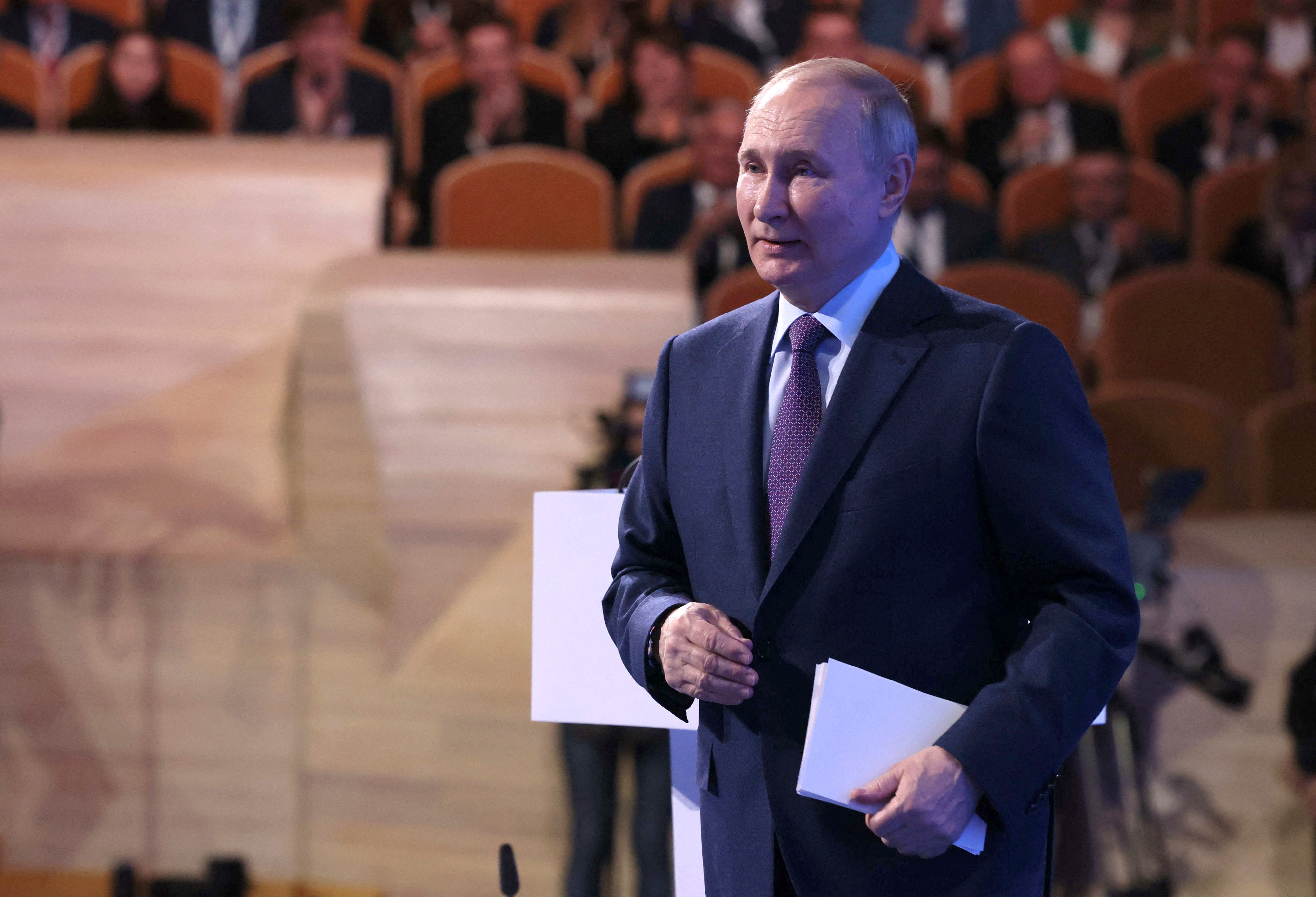Russian President Putin attends Union of Industrialists and Entrepreneurs' forum
