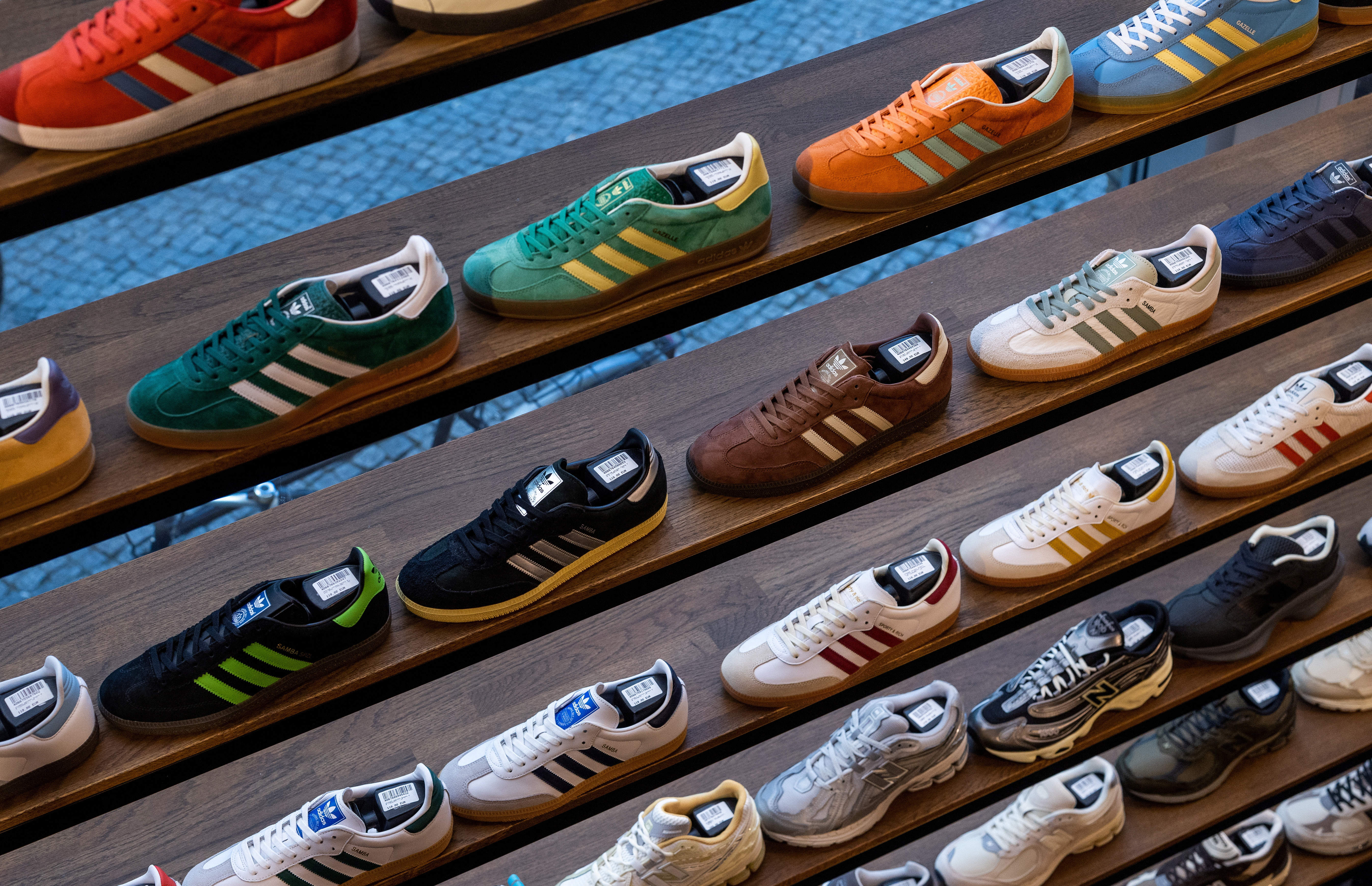 Adidas sneakers for sale at a shop in Berlin