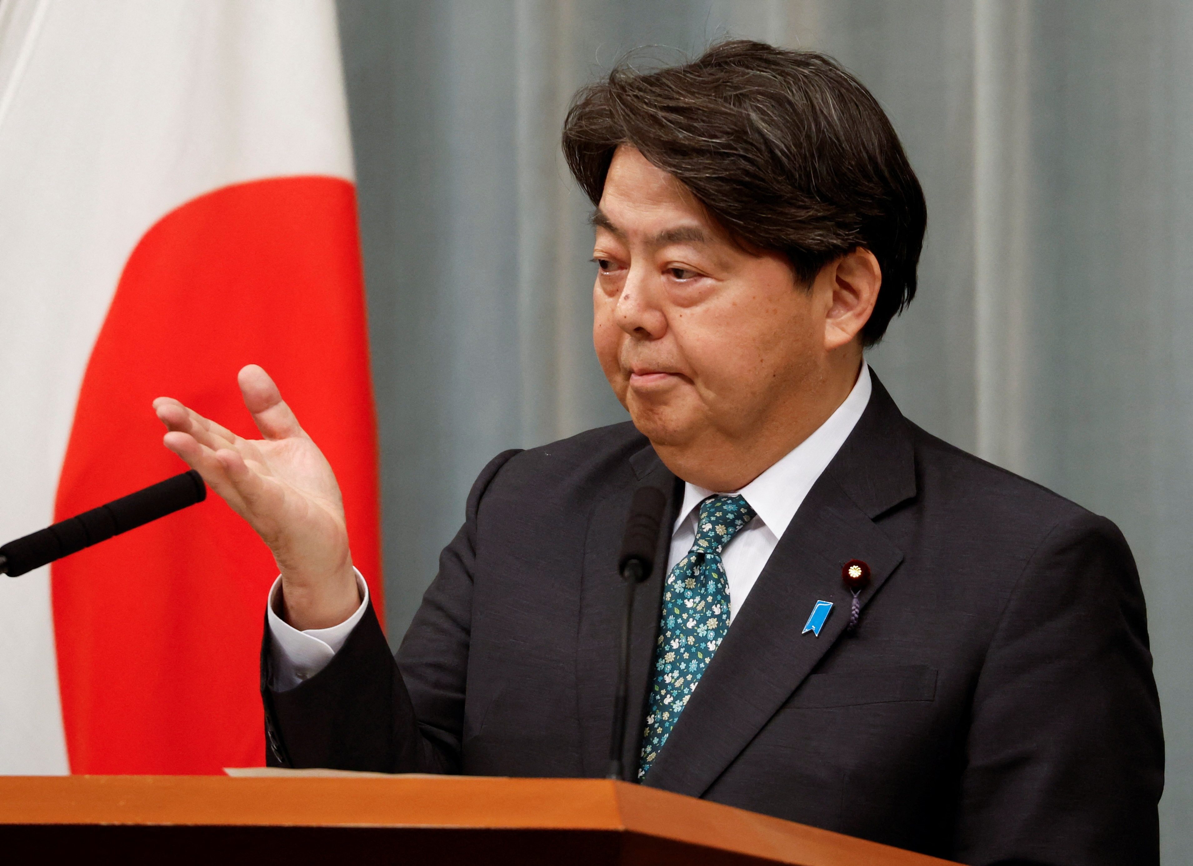 Japan's Chief Cabinet Secretary Yoshimasa Hayashi attends a press conference in Tokyo