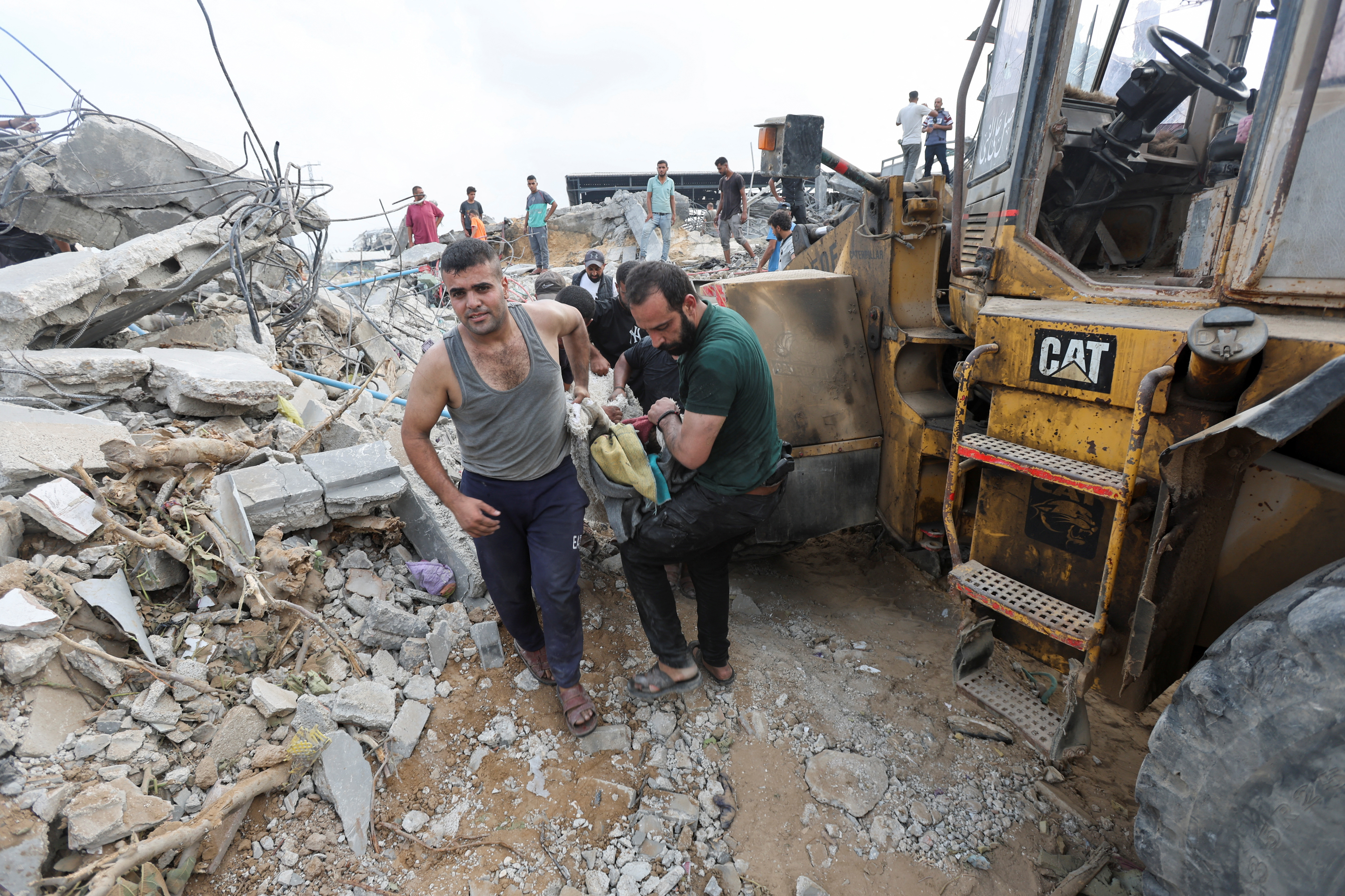 Aftermath of an Israeli airstrike, in central Gaza Strip