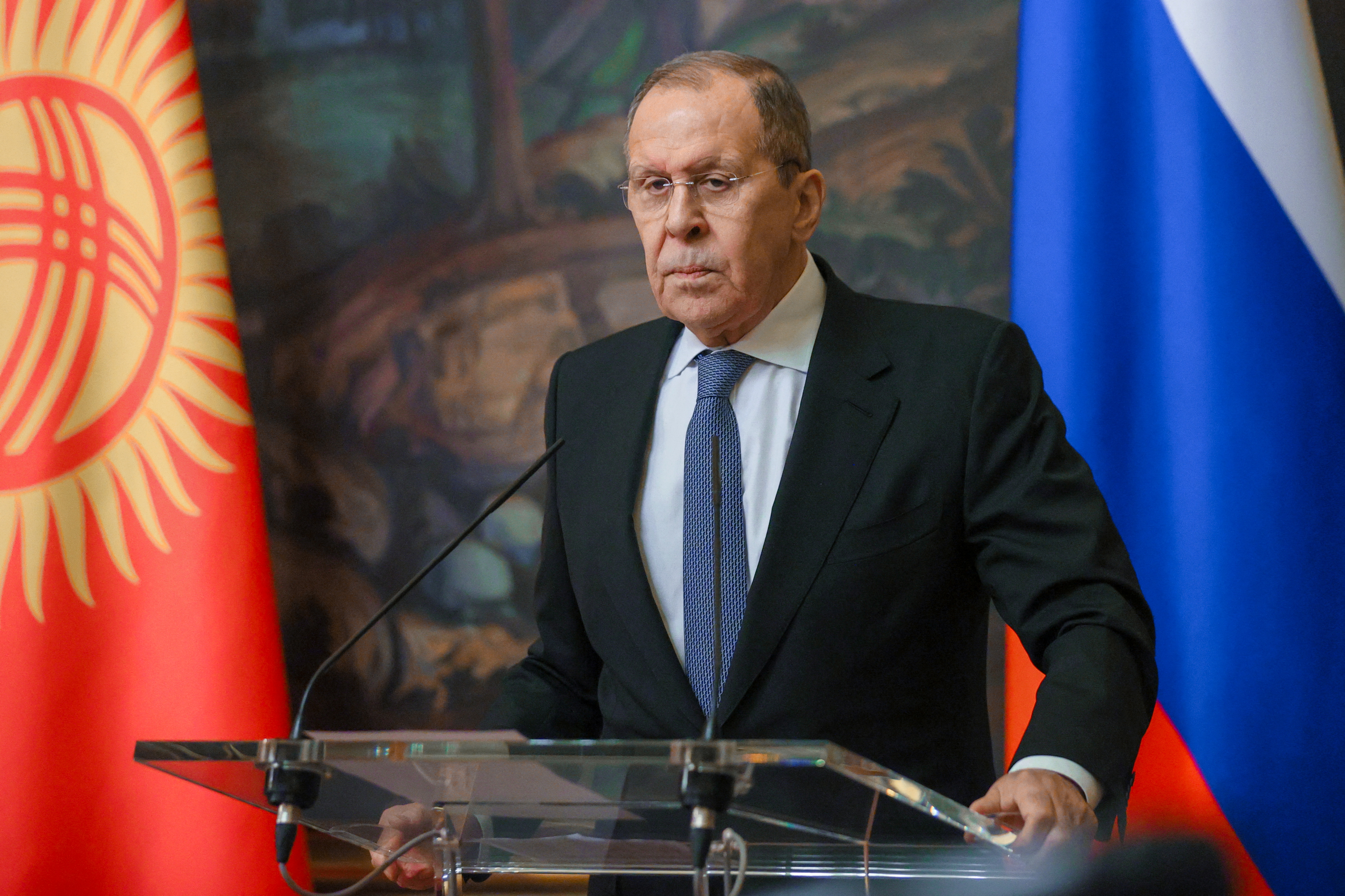 Russia's Foreign Minister Lavrov and Kyrgyzstan's Foreign Minister Kazakbayev meet in Moscow
