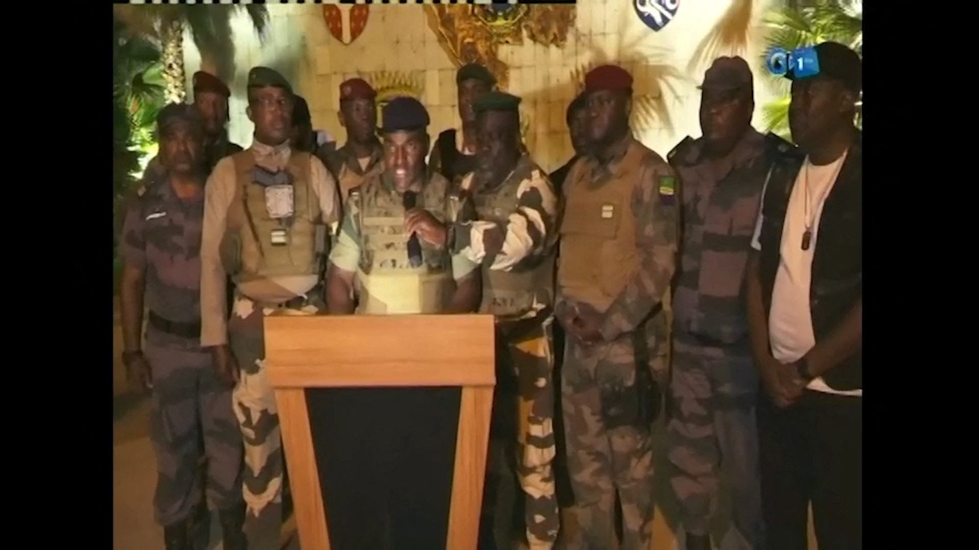 Gabonese military officers declare their seizure of power
