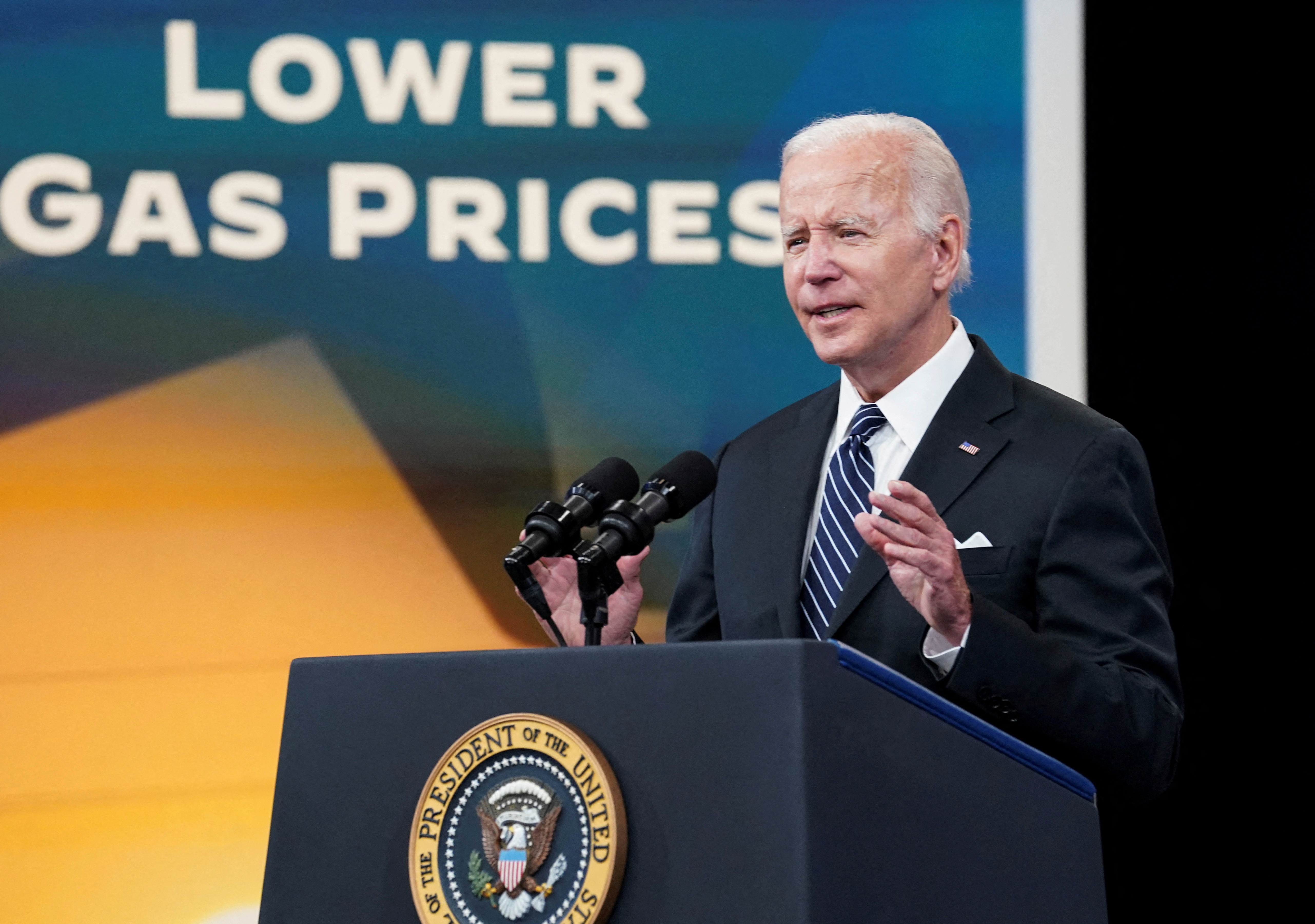 US President Joe Biden speaks about gas prices at the White House in Washington