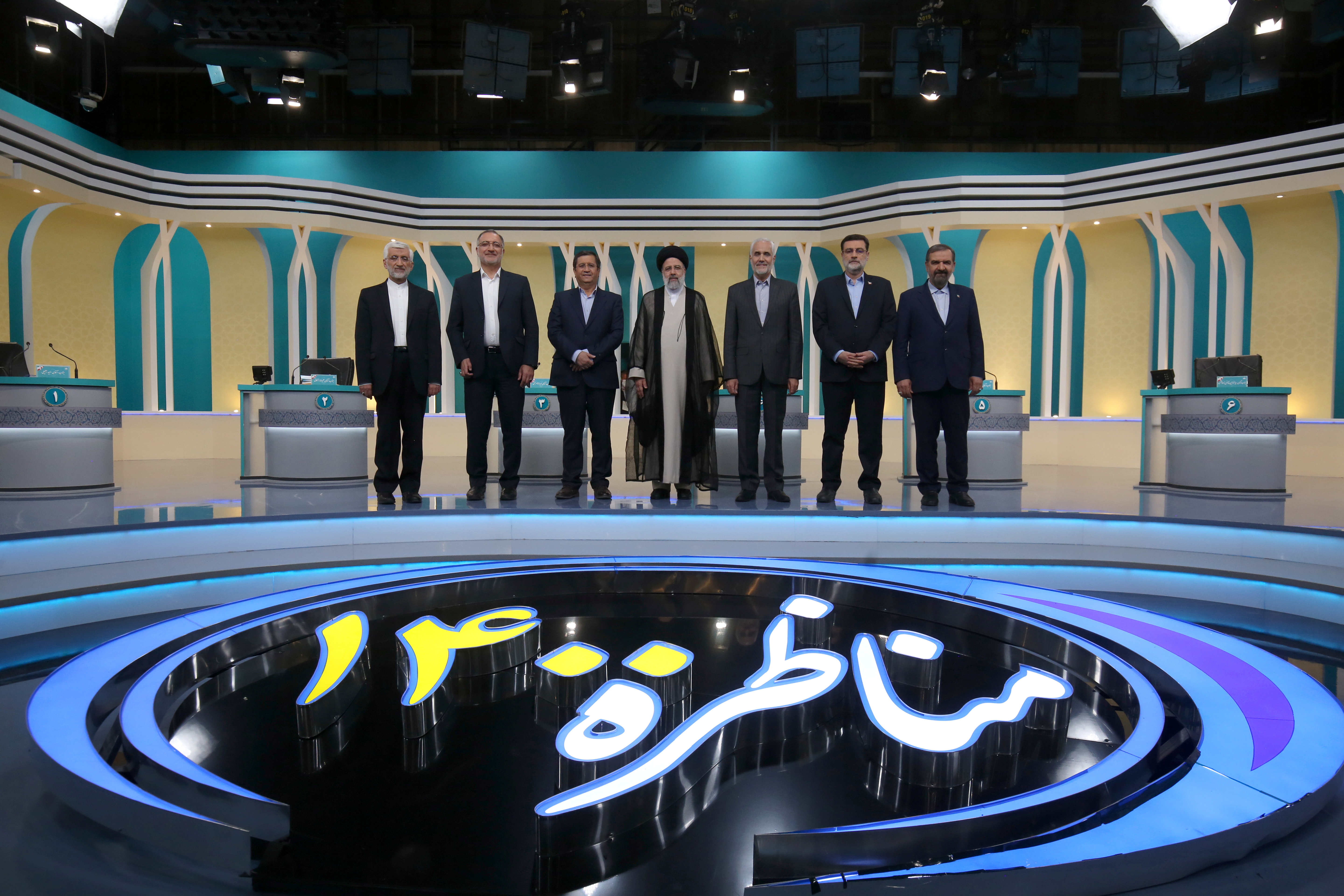 Election debate at a television studio, in Tehran