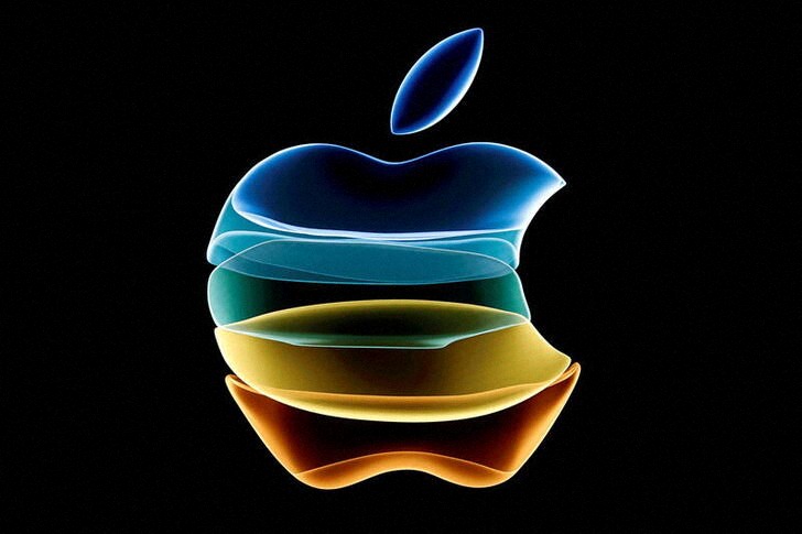 The Apple logo is displayed at company headquarters in California