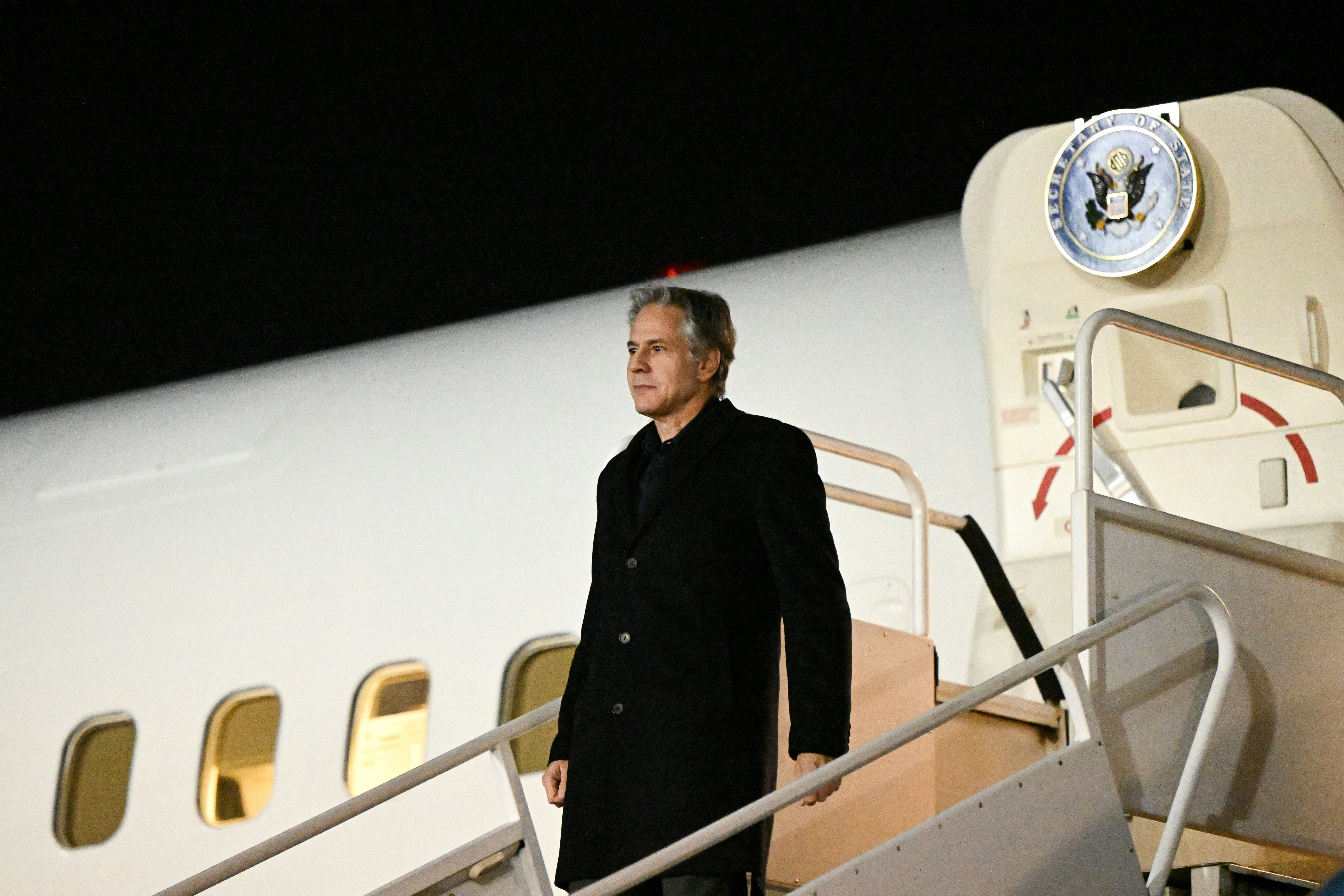 US Secretary of State Antony Blinken arrives at Bucarest, Romania