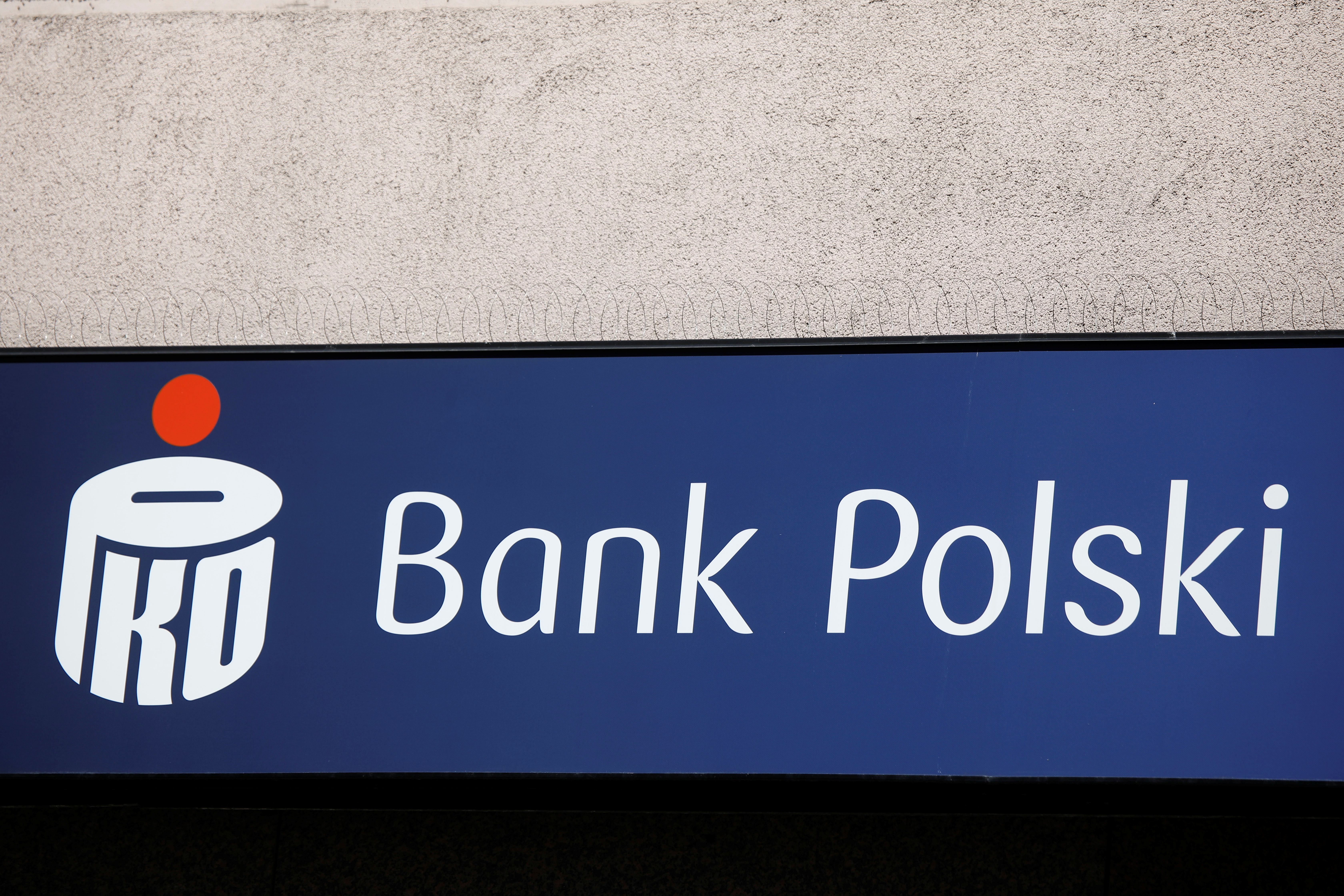 Bank Polski logo is pictured in Warsaw