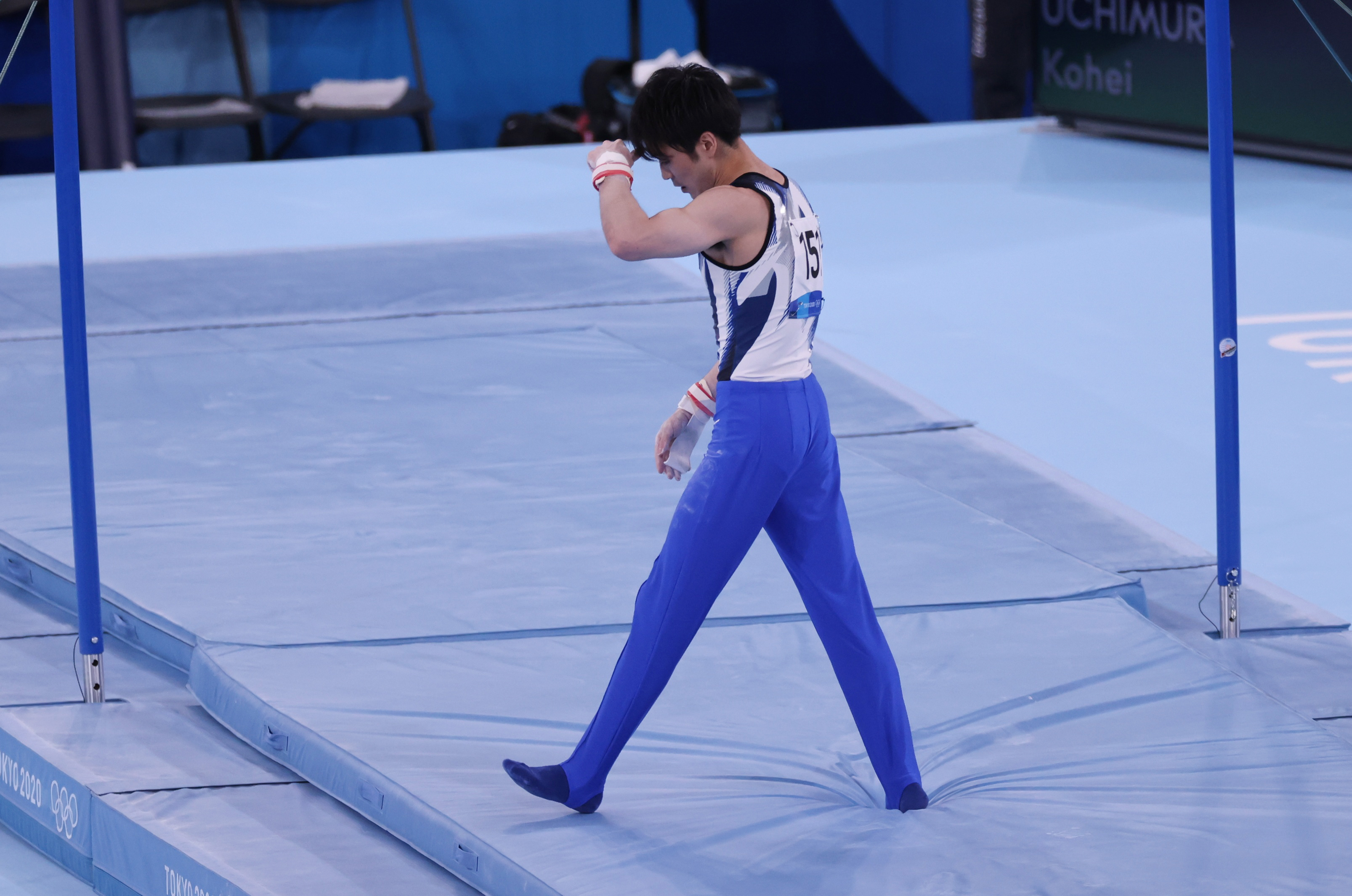 Japan's Kohei Uchimura competes during the Artistic Gymnastics