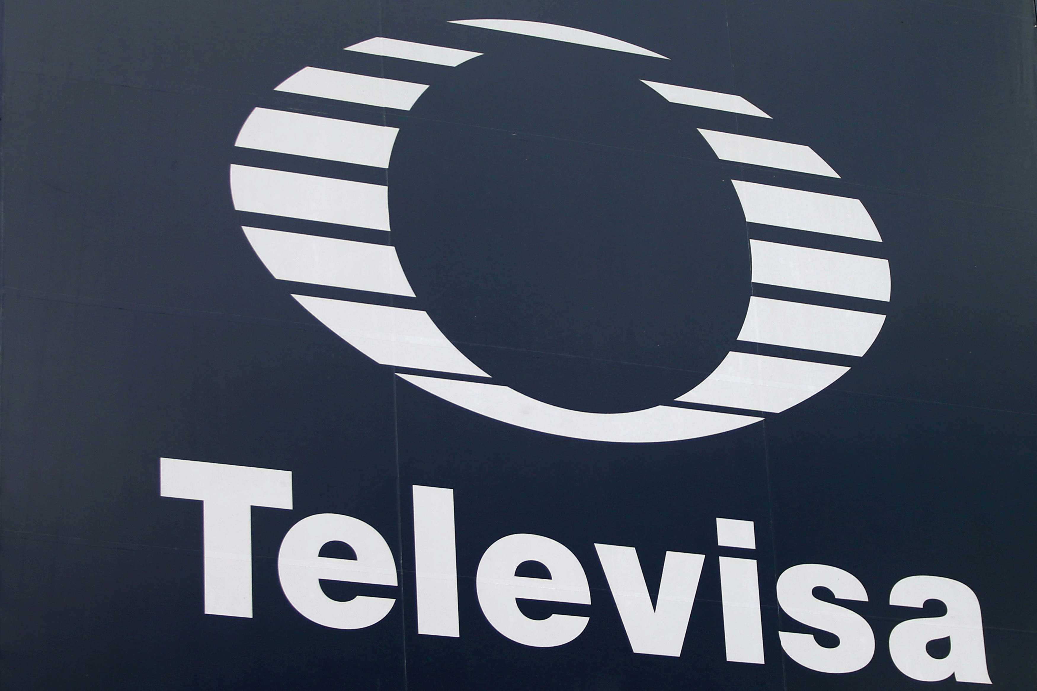 The logo of broadcaster Televisa is seen outside its headquarters in Mexico City
