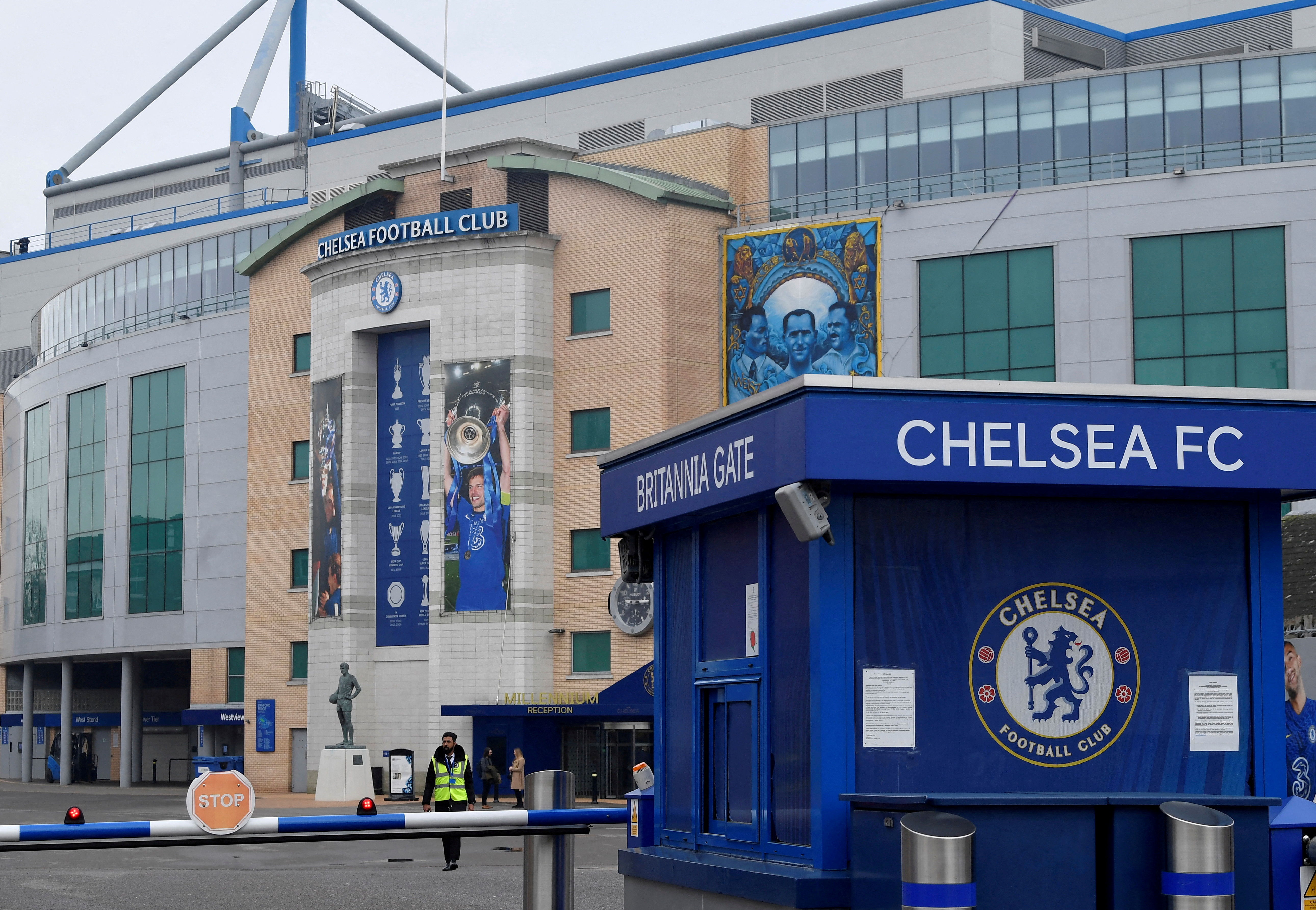 Stamford Bridge, the stadium for Chelsea Football Club, in London