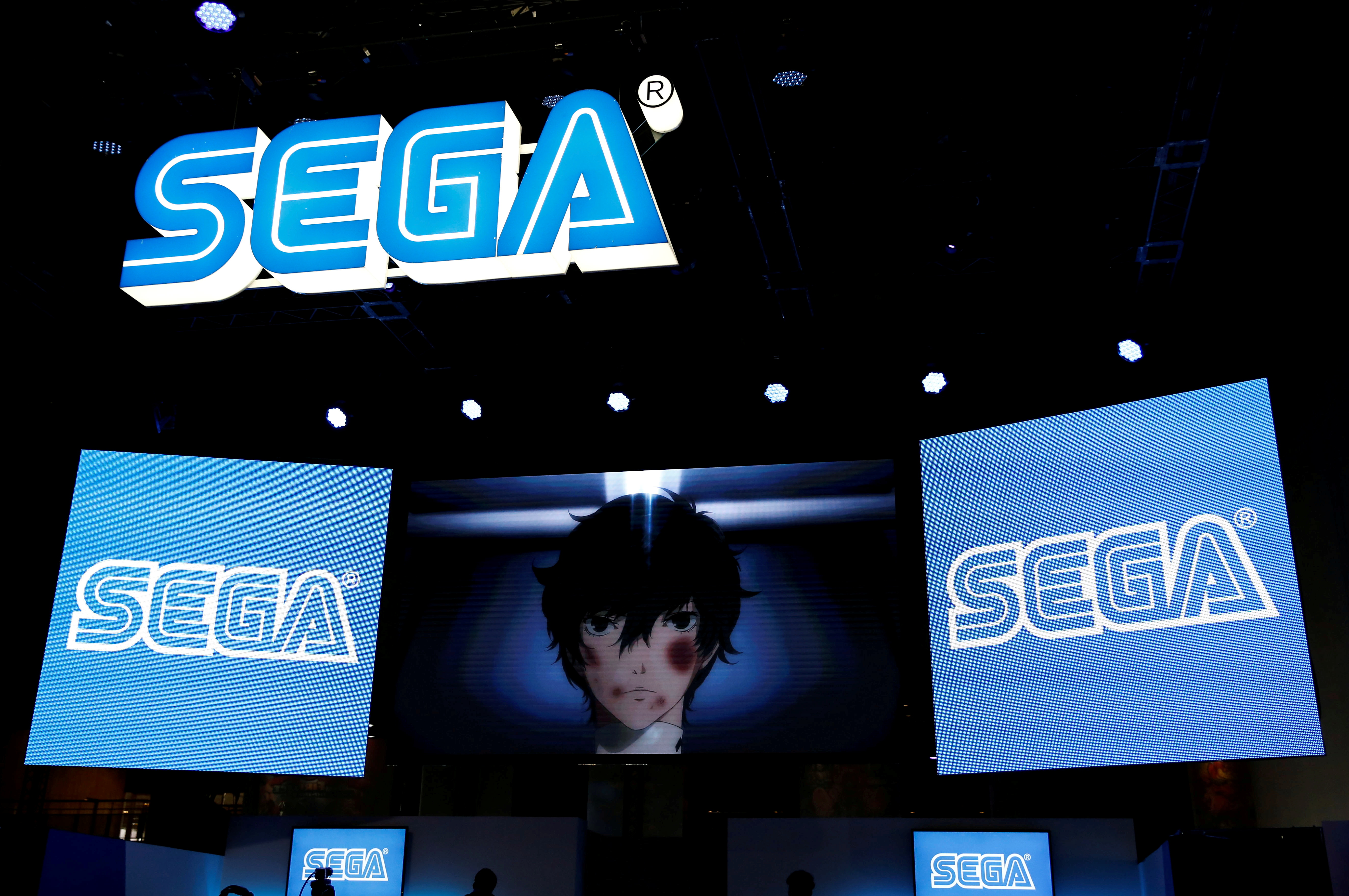 Sega logos are pictured at Tokyo Game Show 2016 in Chiba