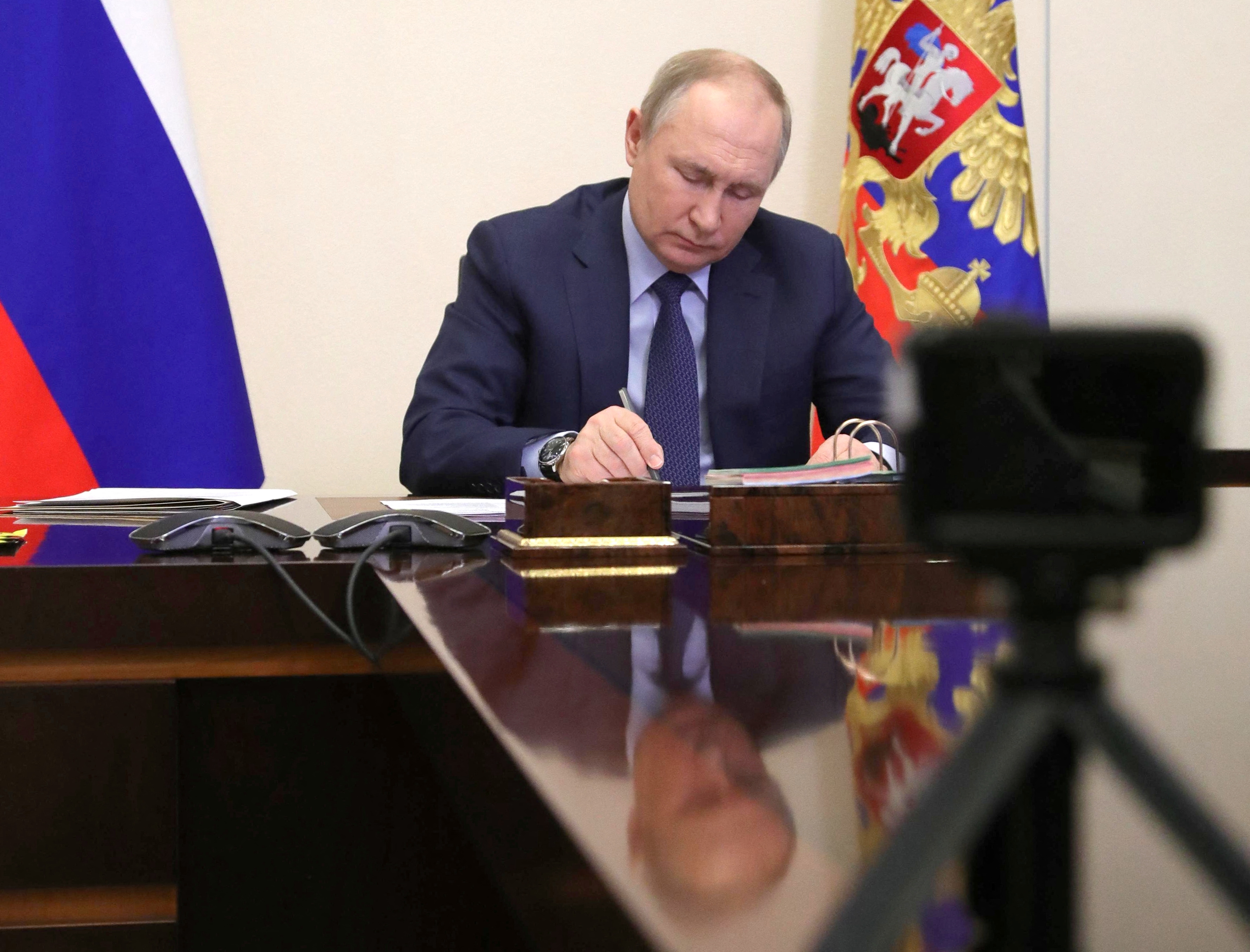 Russian President Vladimir Putin attends a meeting in Moscow