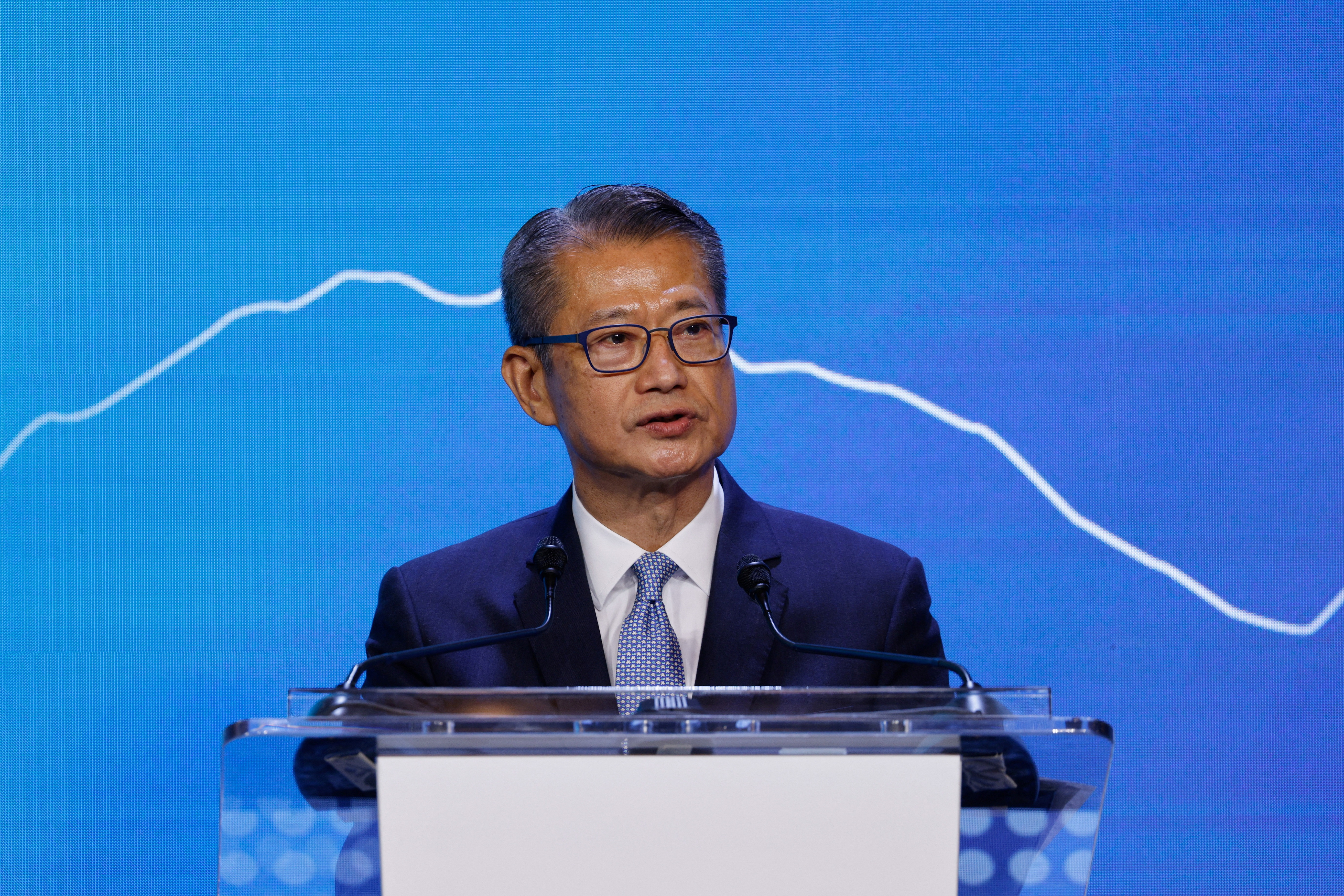 Paul Chan, Financial Secretary of Hong Kong, speaks during the Global Financial Leaders' Investment Summit in Hong Kong
