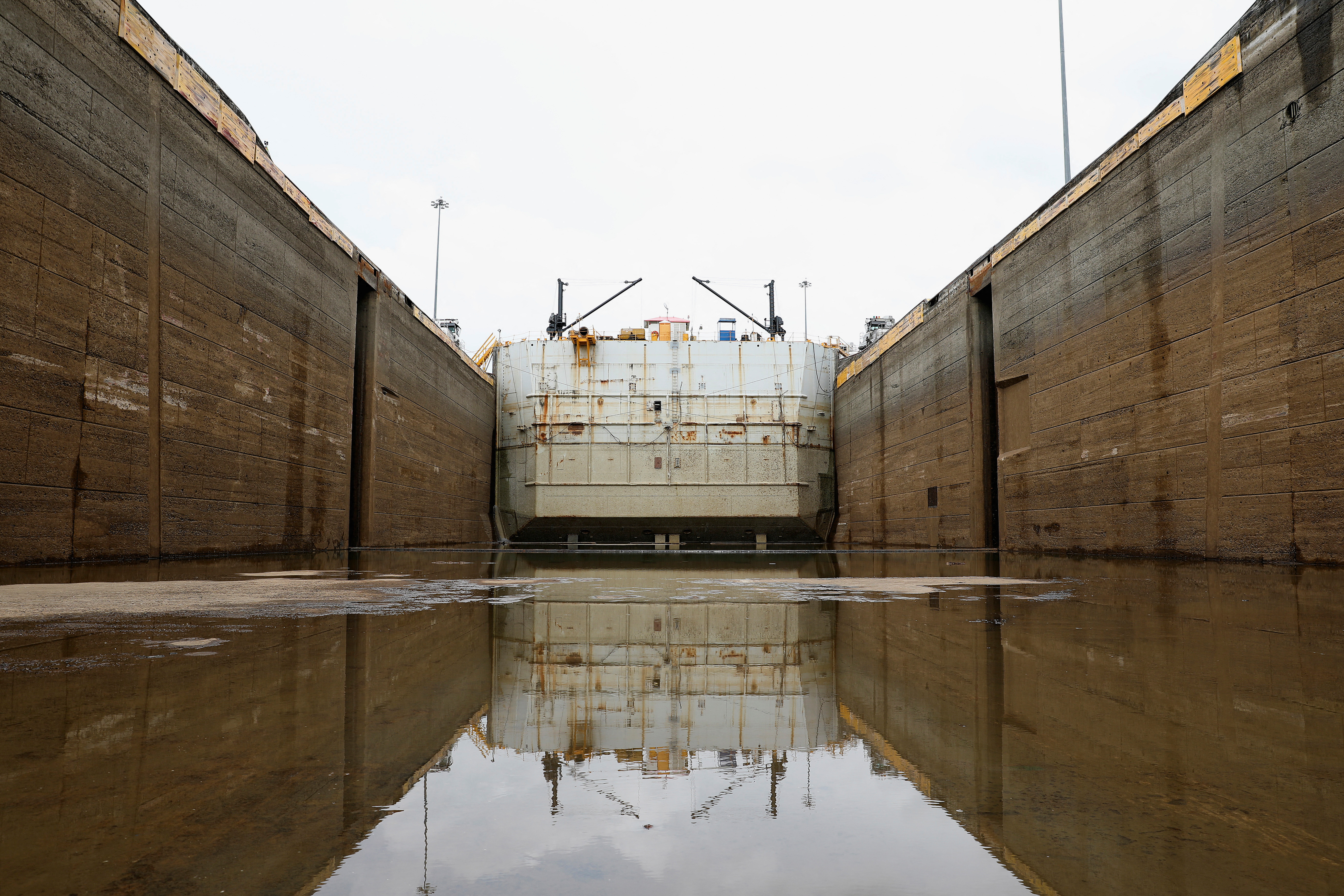 West Lane of Pedro Miguel locks under maintenance at the Panama Canal