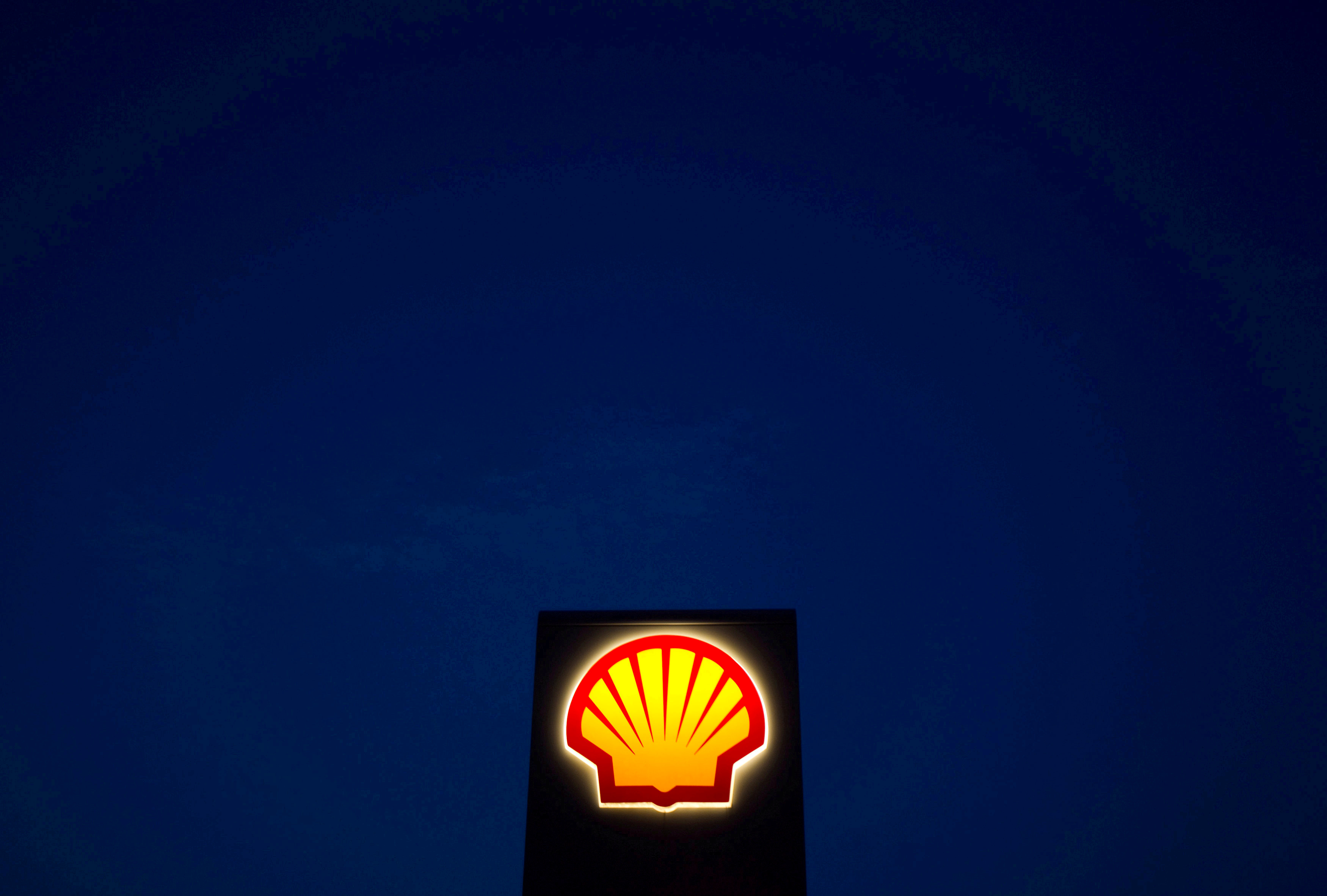 A Shell oil and gas sign is pictured near Nowshera