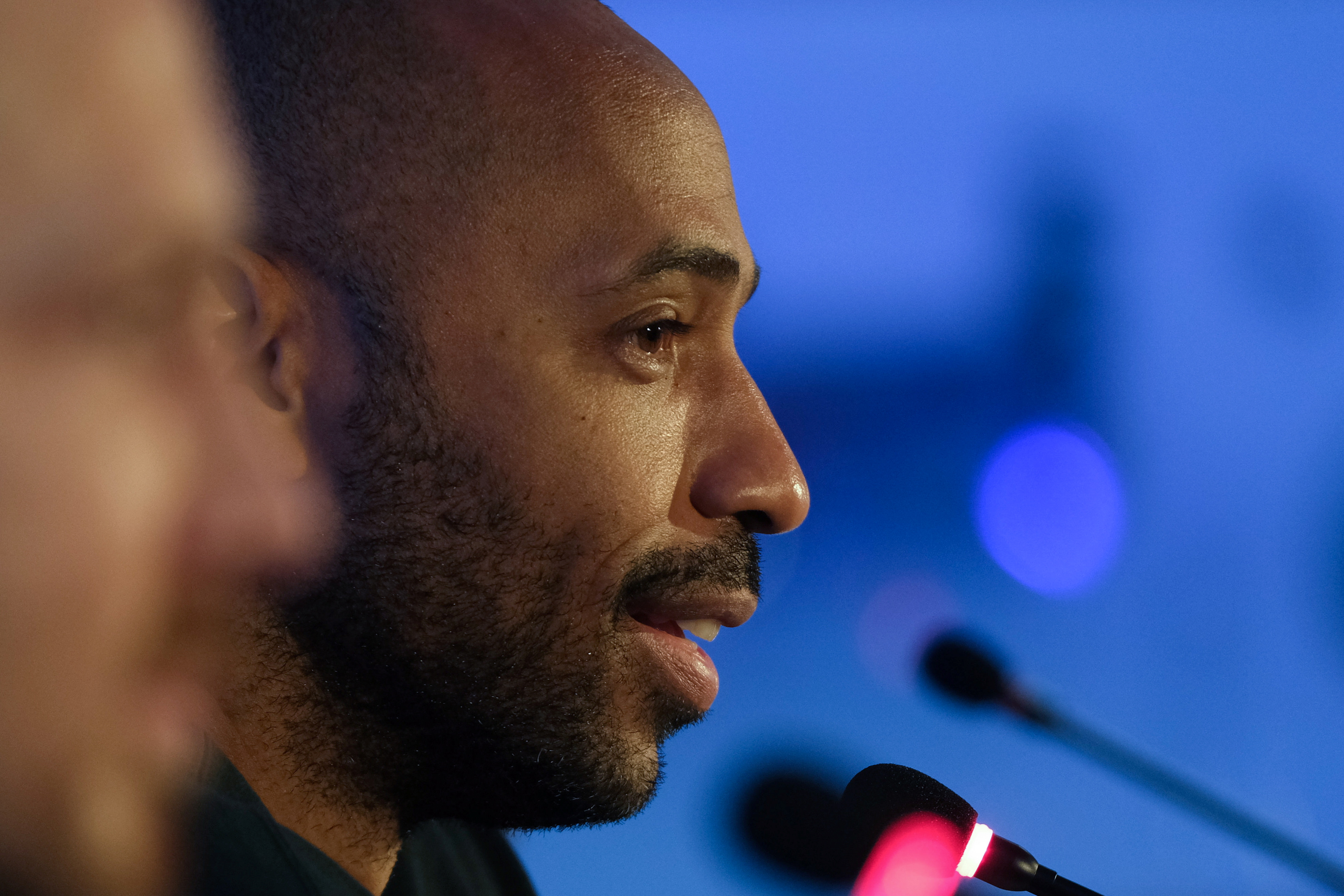 Assistant coach of the Belgium national soccer team Thierry Henry speaks at a news conference during the Web Summit, Europe's largest technology conference, in Lisbon, Portugal, November 2, 2021. REUTERS/Pedro Nunes