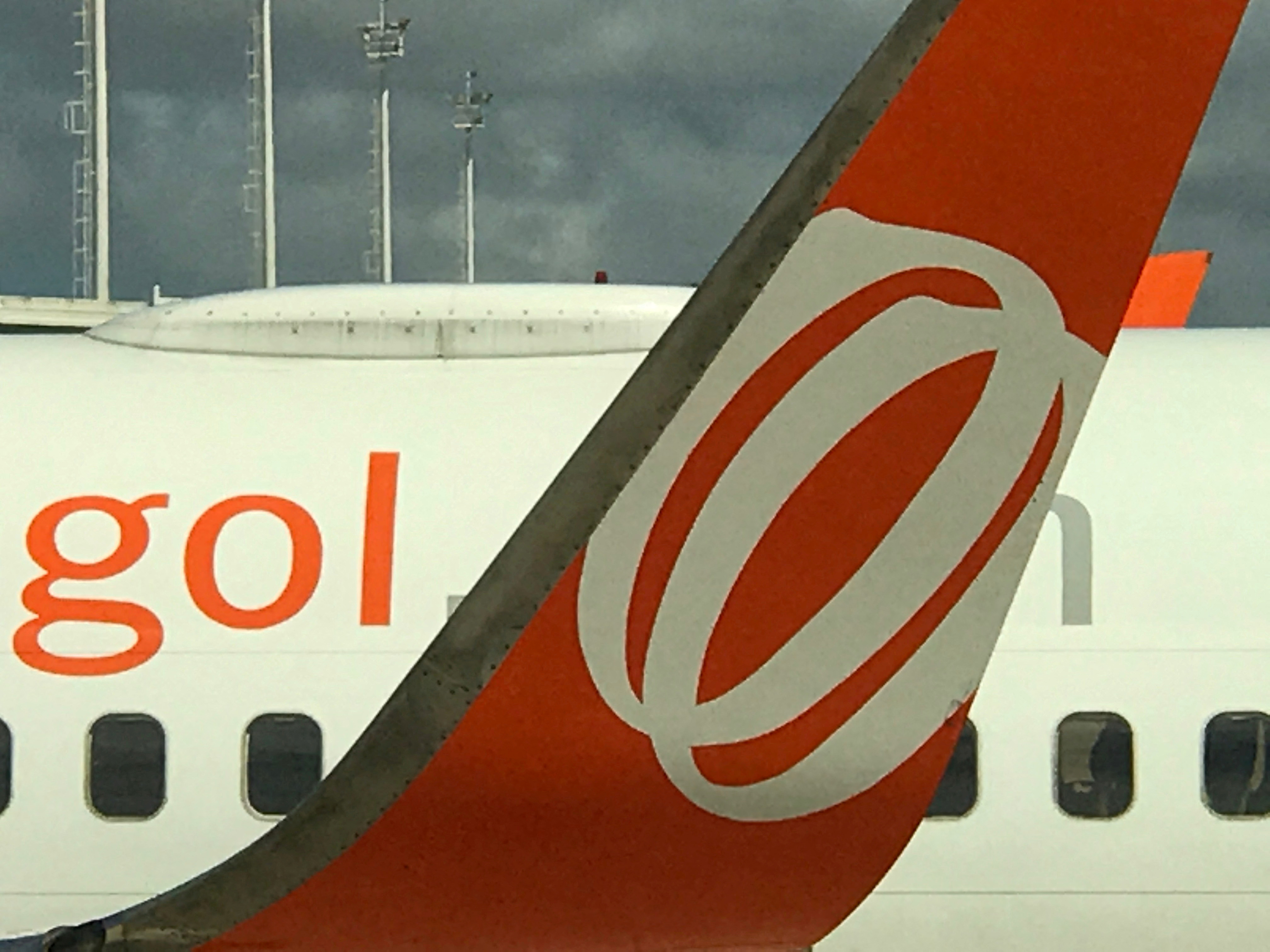 The logo of Brazilian airline Gol Linhas Aereas Inteligentes SA is seen on a tail of an airplane at Augusto Severo International Airport in Natal