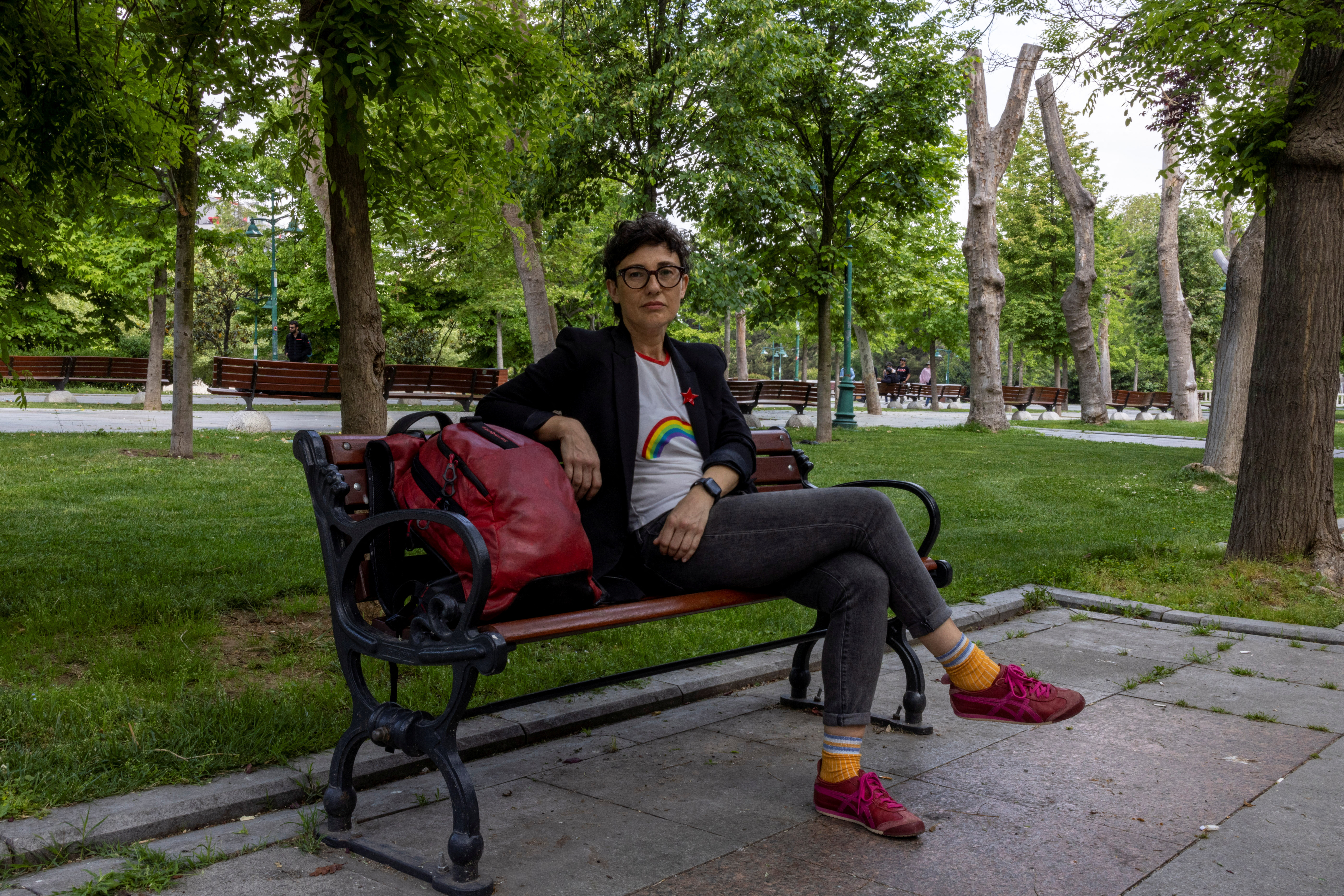 Begum Ozden Firat poses for a picture at Gezi Park in Istanbul