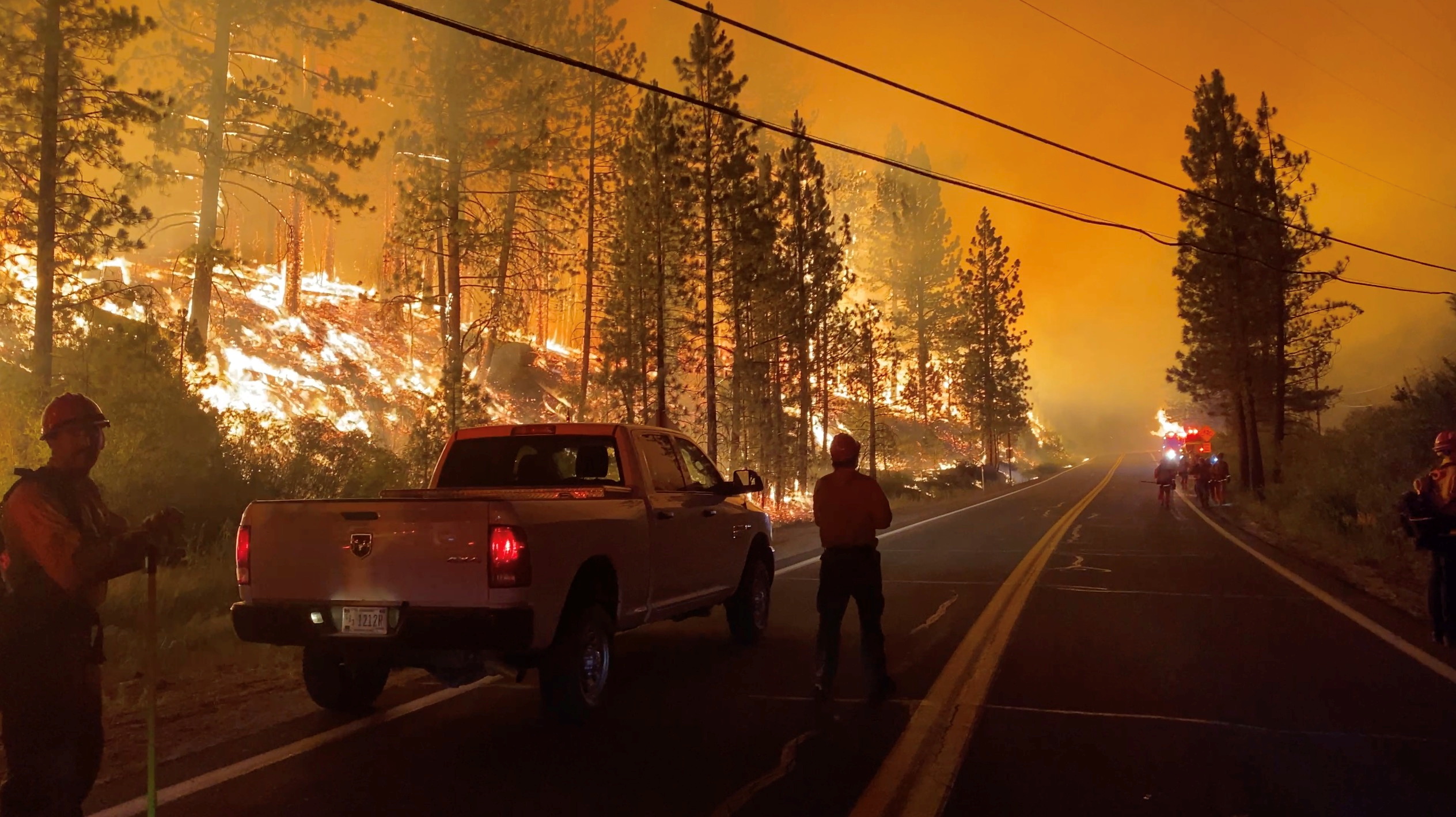 Tamarack Fire is seen in Markleeville, California, U.S., July 17, 2021, in this still image obtained from a social media video. 564 Fire/via REUTERS  