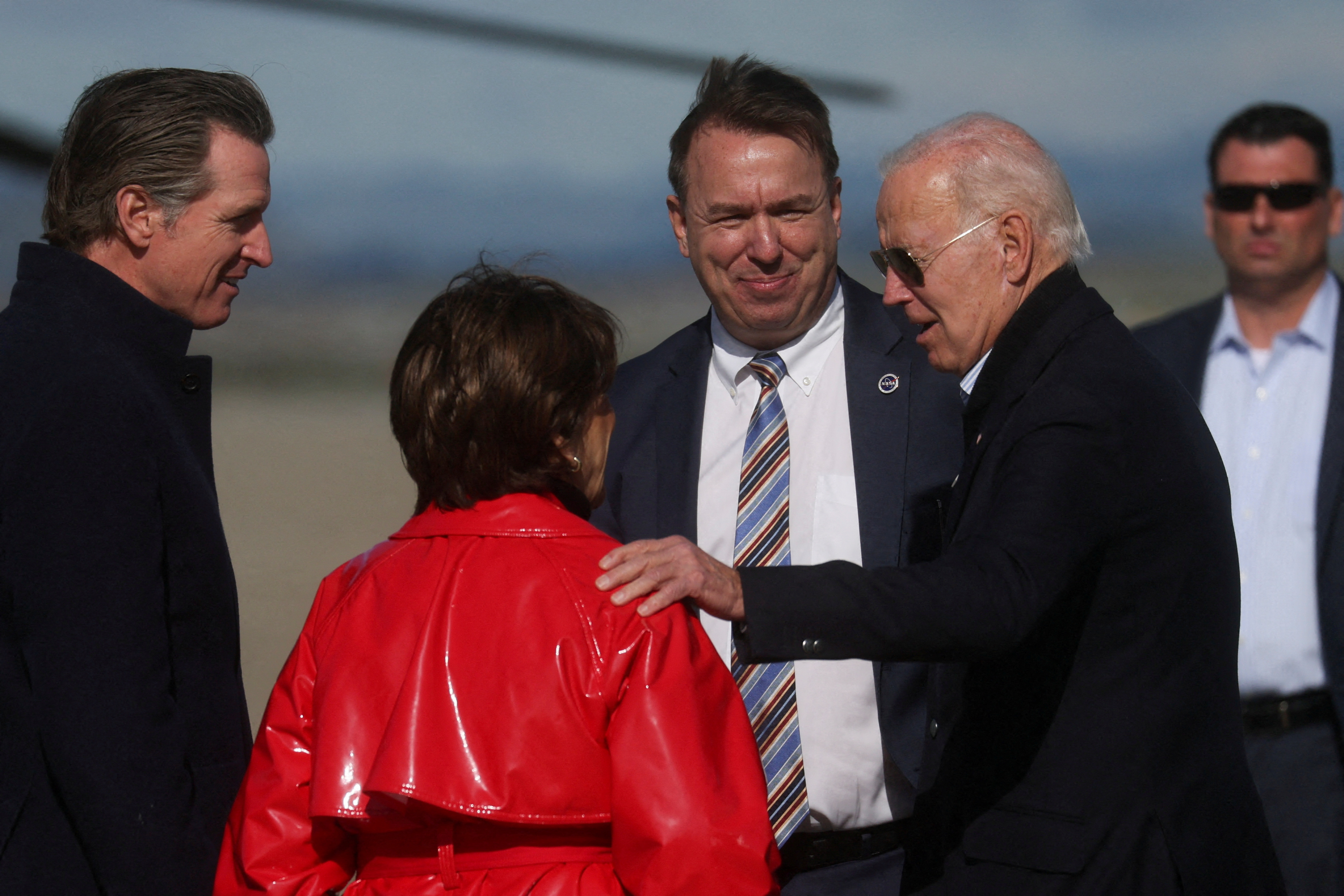 U.S. President Joe Biden arrives at Moffett Field in Mountain View, California