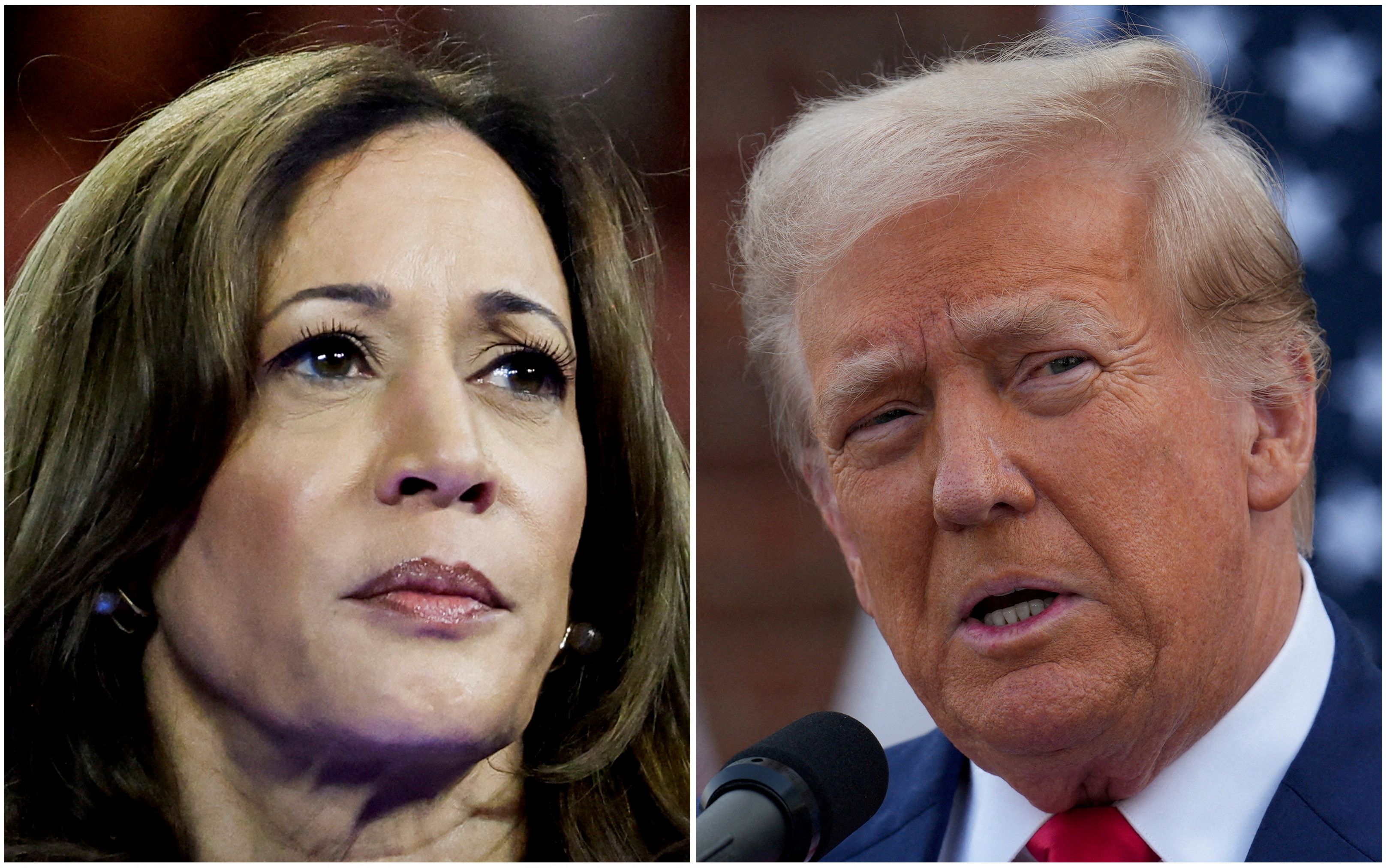 U.S. Vice President Kamala Harris and former U.S. President Donald Trump in combo photograph