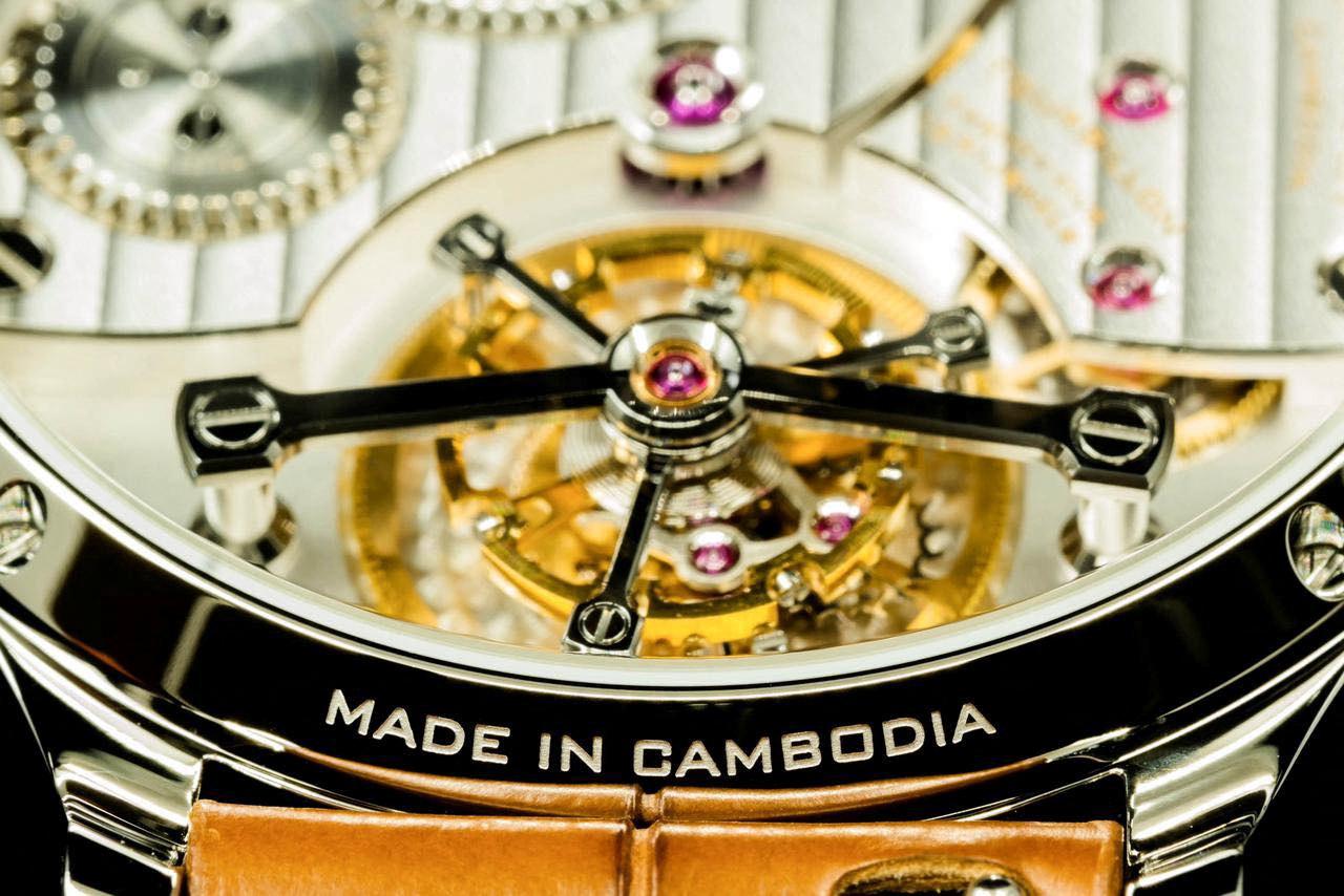 A view of the mechanism of a wristwatch intended as a souvenir for world leaders gathering at the ASEAN Cambodia 2022 summit
